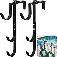 Vista 8 de Purple Star - 2 ganchos dobles para valla de piscina para equipos de piscina, ganchos ajustables para poste de piscina, ganchos de piscina