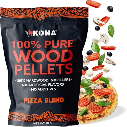Kona Pizza Blend - Gránulos de madera para ahumar, 100% madera dura natural, rico sabor ahumado, ideal para hornos de pizza, ahumadores y tubos de