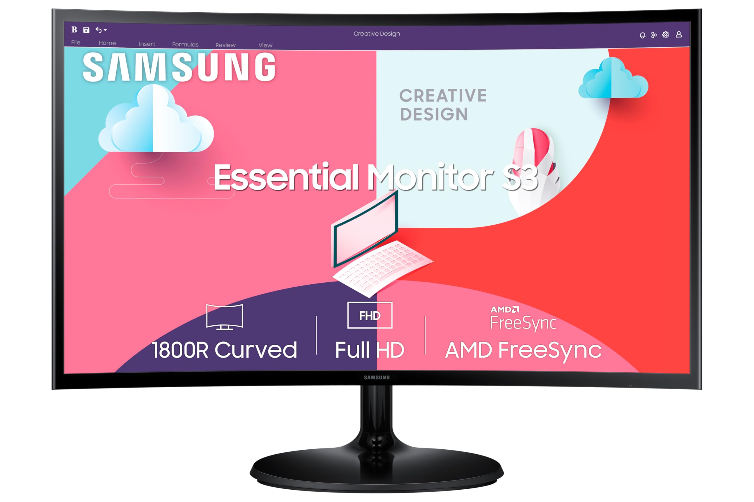 Samsung 27-Inch(68.5Cm) FHD, 1800R Curved 1,920 X 1,080 LCD Monitor, 75Hz, VA Panel, Slim Design, AMD Freesync, Flicker Free, HDMI, Audio Port (LS27C360EAWXXL, Black)