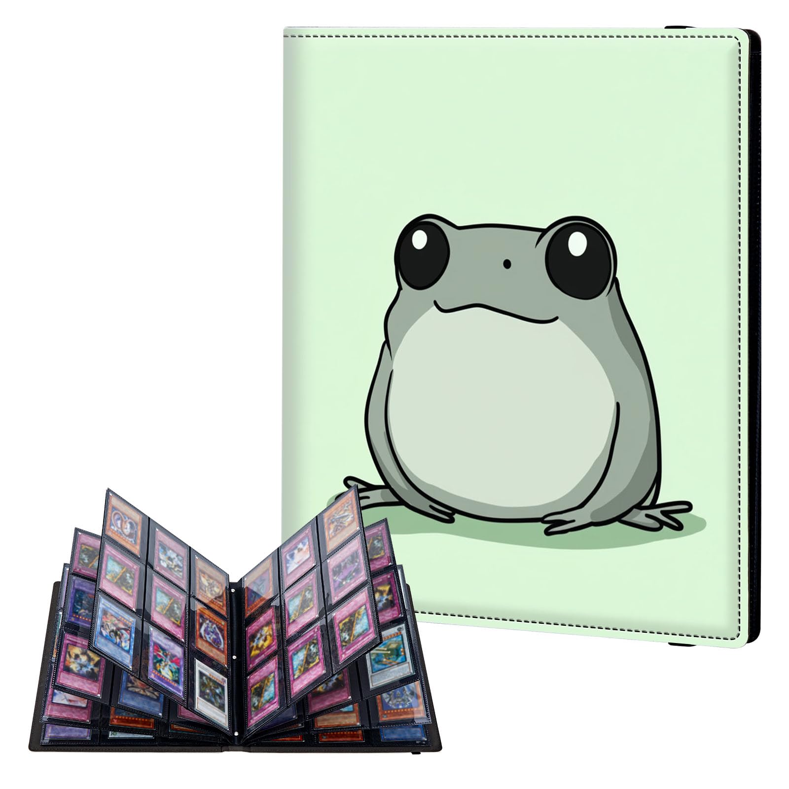 ETLKJVBL 9 Pocket Trading Card Binder, Card Collection Binder for TCG, MTG, Sports Cards, Baseball, Cute Cartoon Frog Trading Card Book Holder for Collectors, Top Loader Binder โ image 1