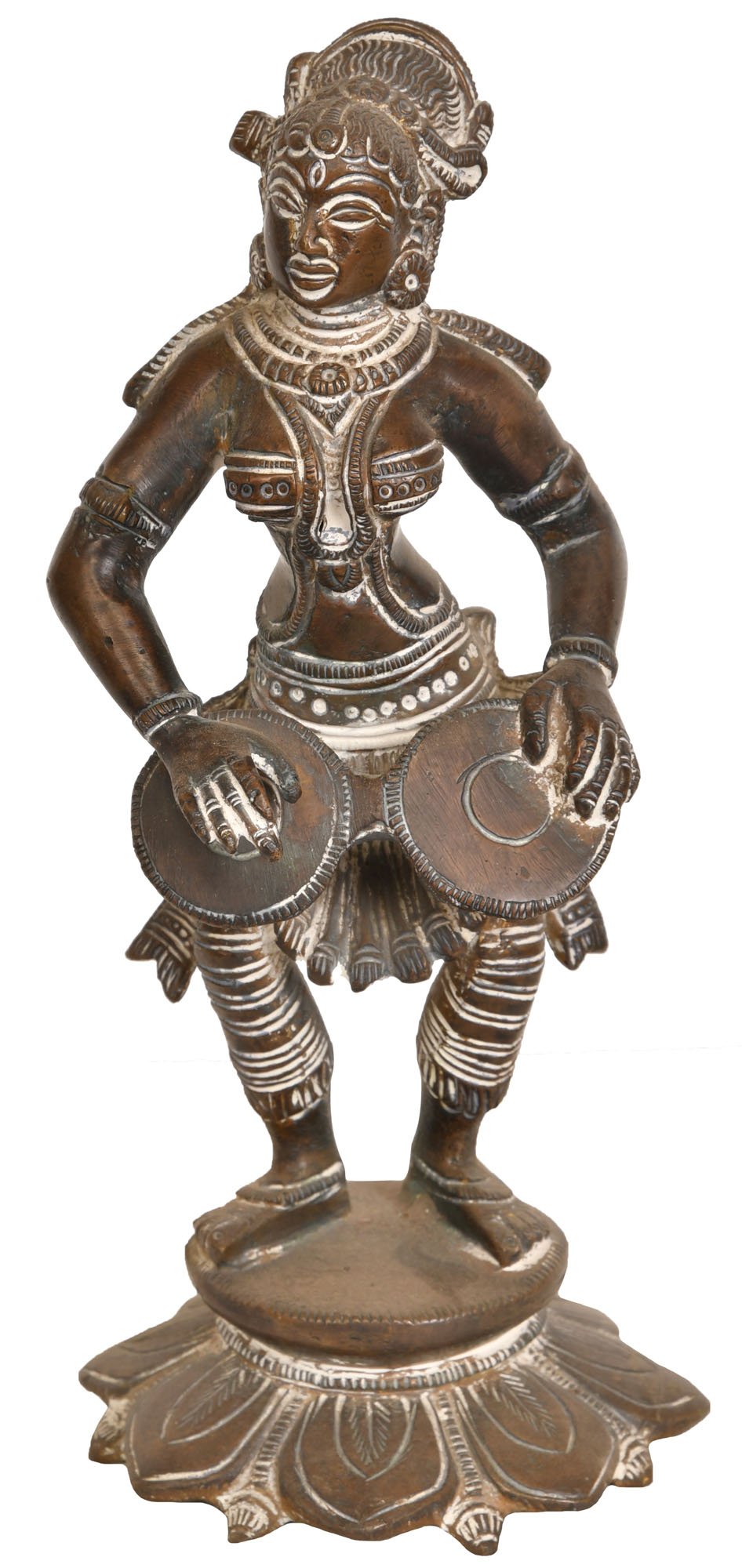 Statue en laiton de danseuse indienne artisanale pour décoration chic