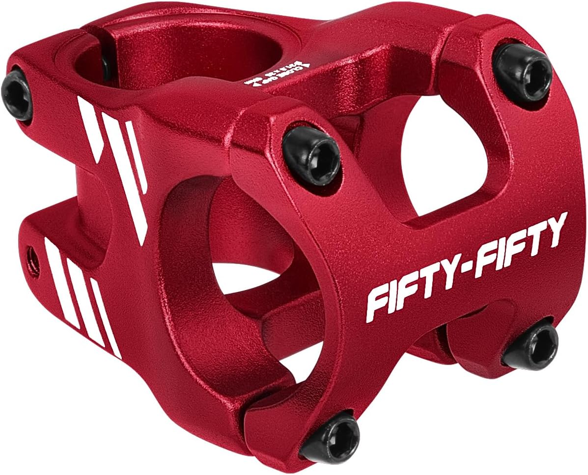 FIFTY-FIFTY Mountain Bike Stem, Aluminum Alloy Short MTB Stem, Suitable for 1-1/8 Steer Tube 31.8mm Bicycle Handlebar, Fits for All Mountain, Endure, Downhill, Freeride