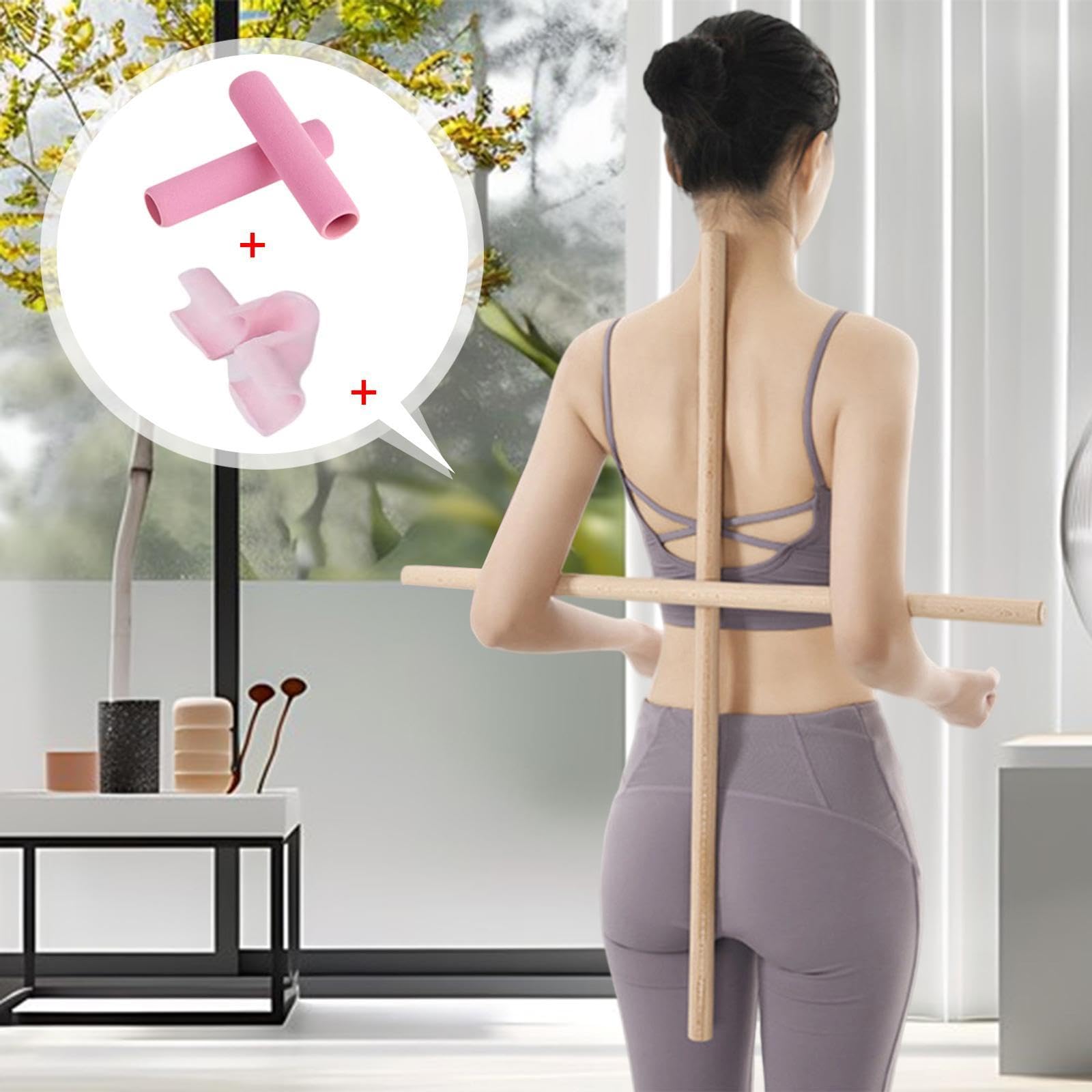 harayaa Lot de 2 Barres de Correction de Posture en Bois pour Le Dos, Outil D'étirement et de Musculation pour Gymnastes