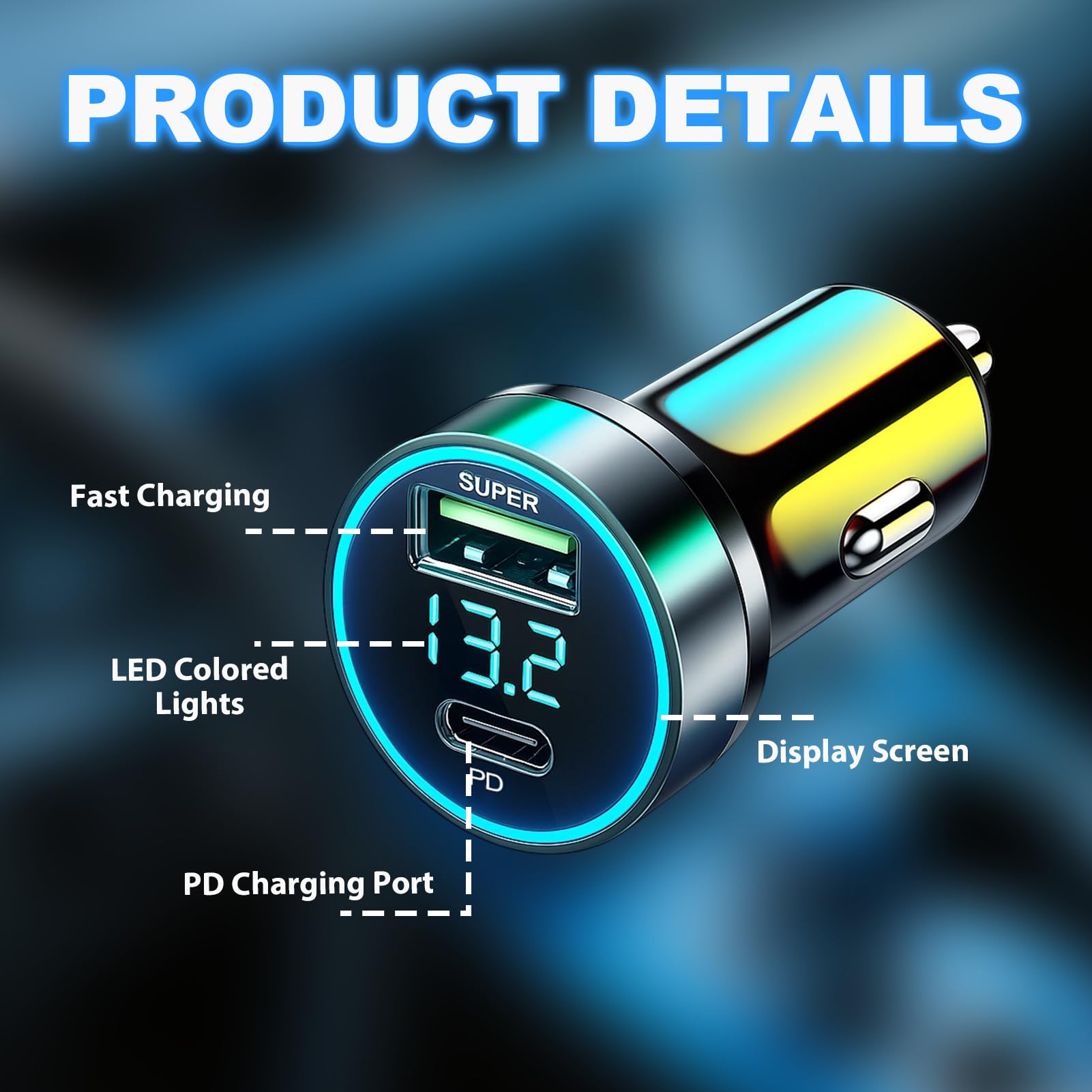 85w Accendisigari USB C Distributore Caricatore Con 65 W Qc E 20 W Pd, Caricatore Da Auto Con Cavo USB C, Adattatore Da 12 V, Adattatore per Accendisigari per Presa Di Corrente