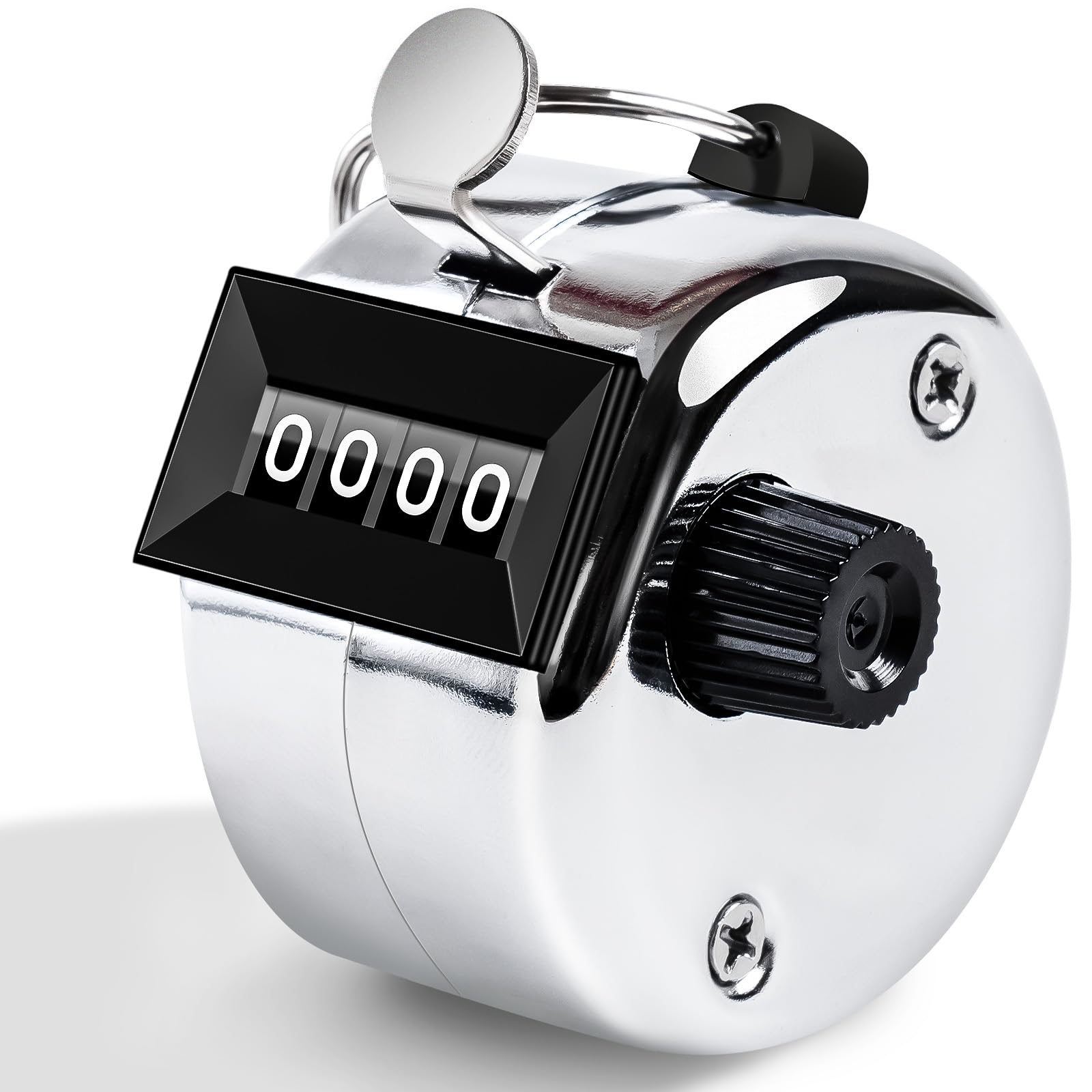 Anyongora Clicker Counter, Metal Hand Tally Counter Clicker with 4 Digit Display, Pitch Counter for Golf Stroke, Baseball, Coaching, Knitting, Lap, Row Sport, Silver