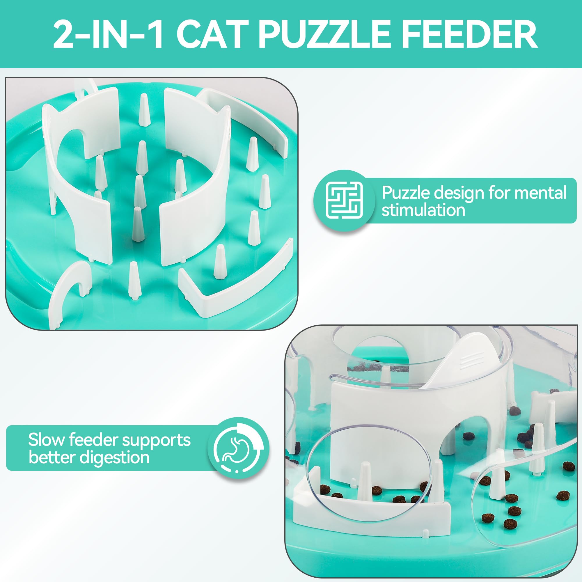 PAWISE Interactive Cat Puzzle Feeder, Cat Brain Stimulation and Slow Feeder for Enrichment 3 Levels of Difficulty, Non-Slip - Image 3