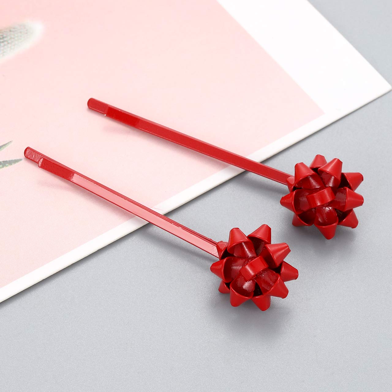 Pinza para el pelo de Navidad para mujer, horquillas de lazo de Navidad, pinzas para el cabello con lazo rojo, verde, dorado, accesorio para el cabello festivo, Navidad, disfraces, joyas, regalos de fiesta 3