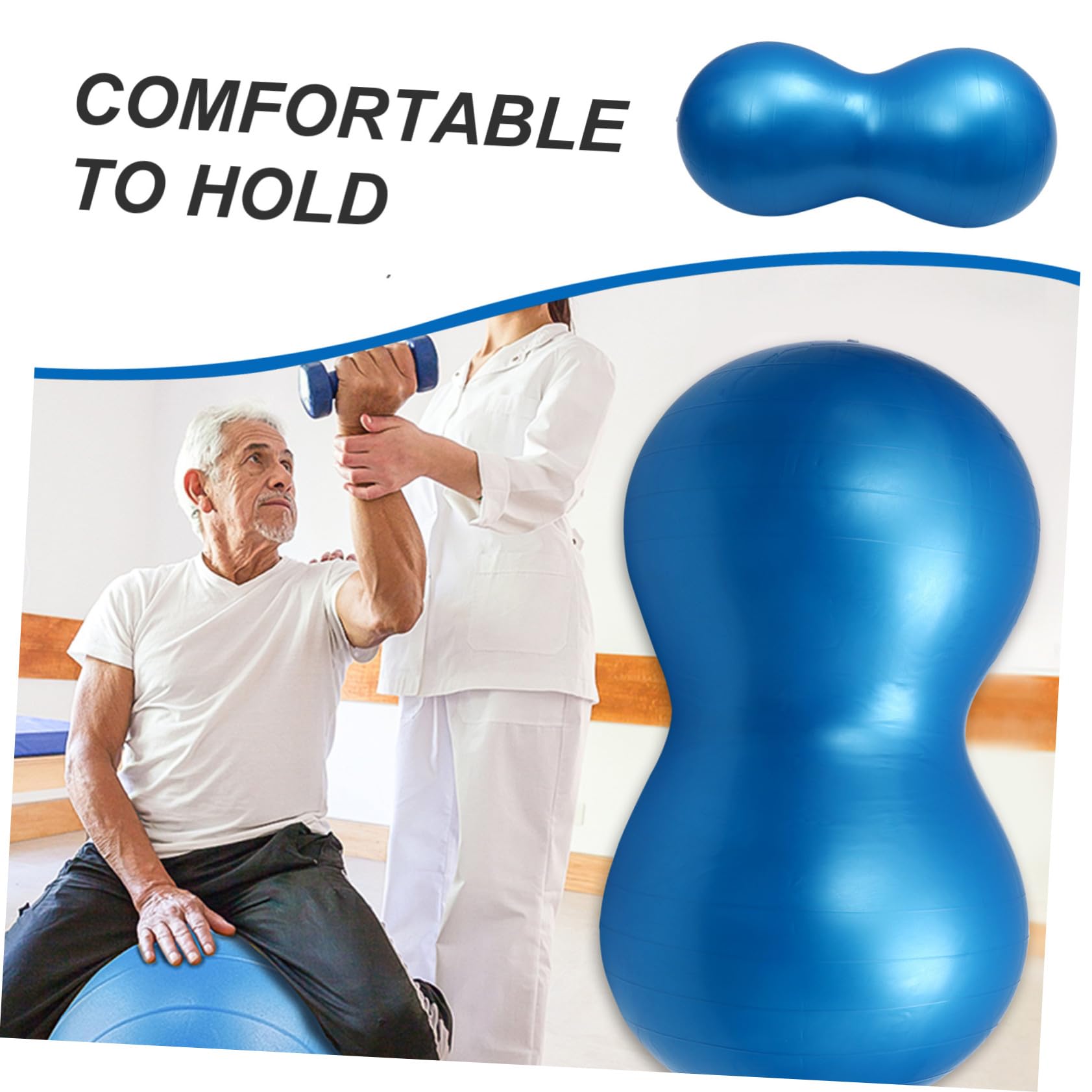 Pelota de Yoga de PVC con Forma de Cacahuete para Masaje y Ejercicio, Resistente y Antiexplosión, Tamaño 45x90 Cm, Adecuado para Entrenamiento y Fitness