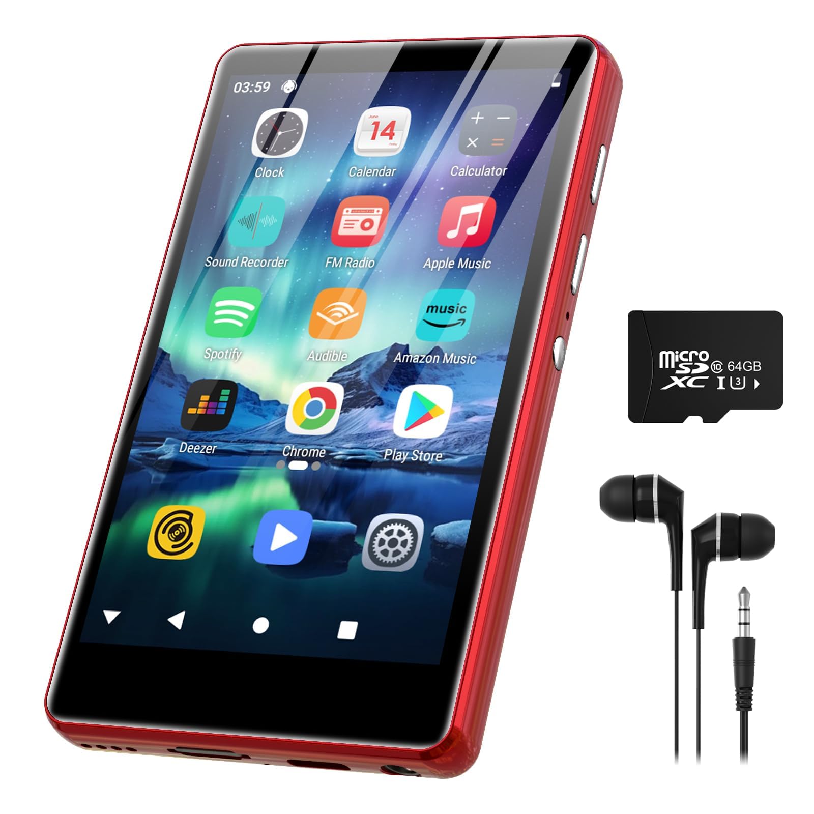 SWOFY 80GB MP3 Player with Bluetooth and WiFi, 4" Full Color Touch Screen MP4 Music Player with Parental Control,Spotify,Audible,YouTube, Android Digital Audio Player for Kids,Up to 1TB,Red-image-11