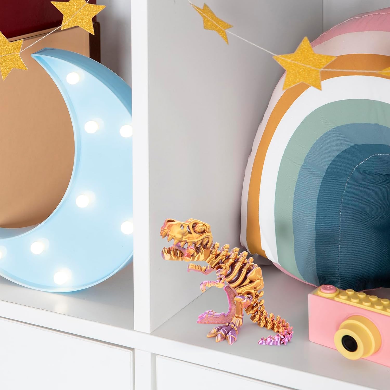 FunisFun 3D Printed Dragon with Articulated Bones for Adult, 3D Printed Dinosaur Fidget Toys Decor for Stress Relief (Red-Gold-Purple, 1P) - Image 5