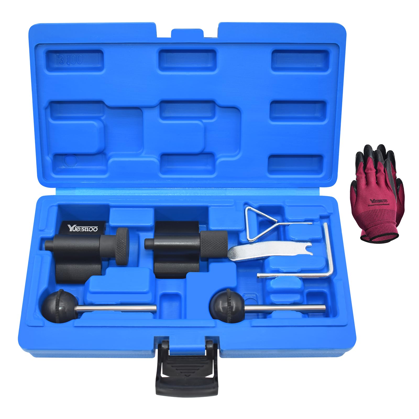 Diesel Engine Camshaft Crankshaft Alignment Locking Timing Tool Kit, Compatible with VW Audi SEAT Skoda 1.9L 2.0L TDI PD DOHC Engine, 7PCS Set with Gloves
