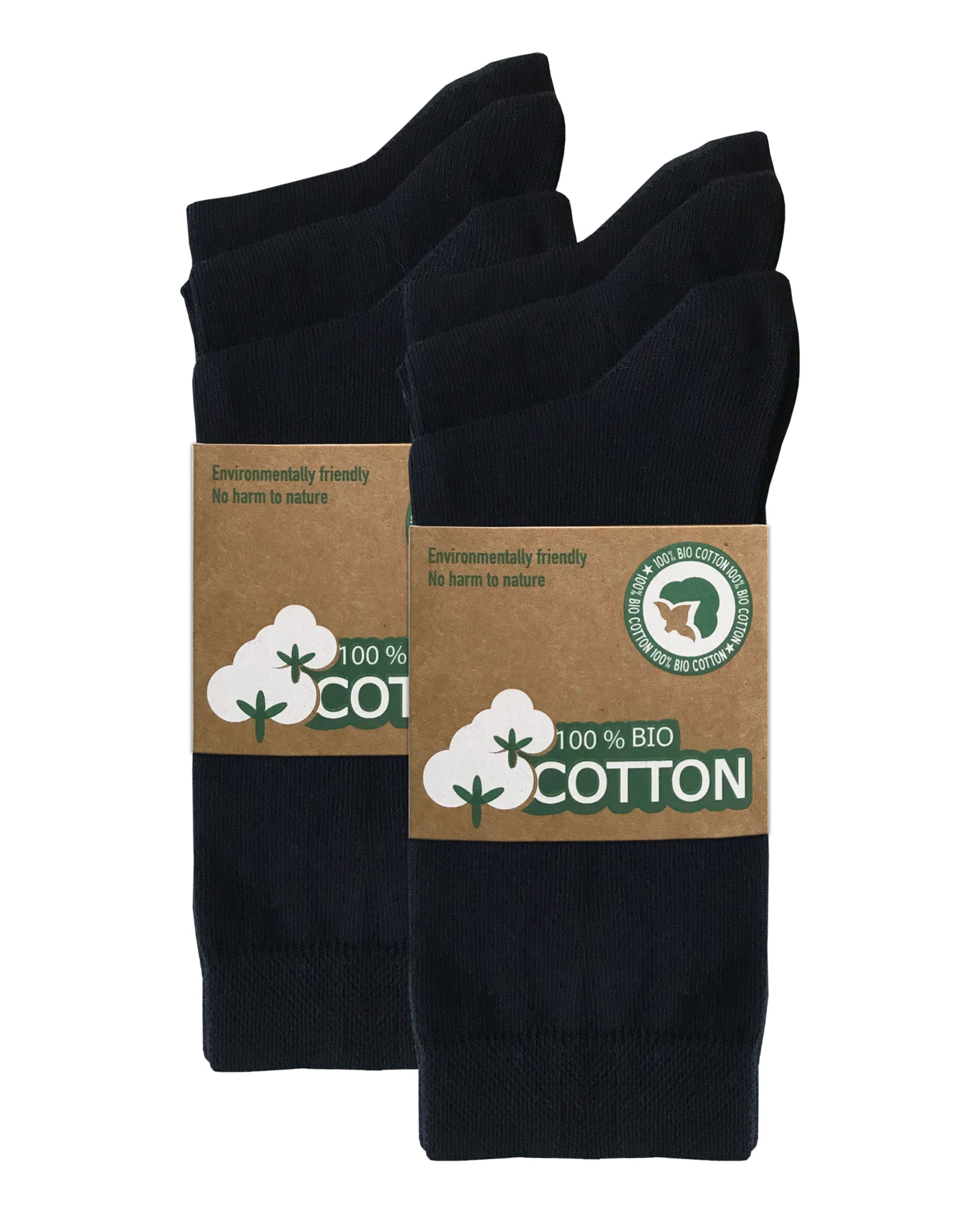 Mehrstrumpf Unisex 6 Pairs (Black) 6/12 Pairs Men's & Women's 100% Organic Cultivation Socks With Comfort Waistband Without Seam (Model: Biolivia), 39-42