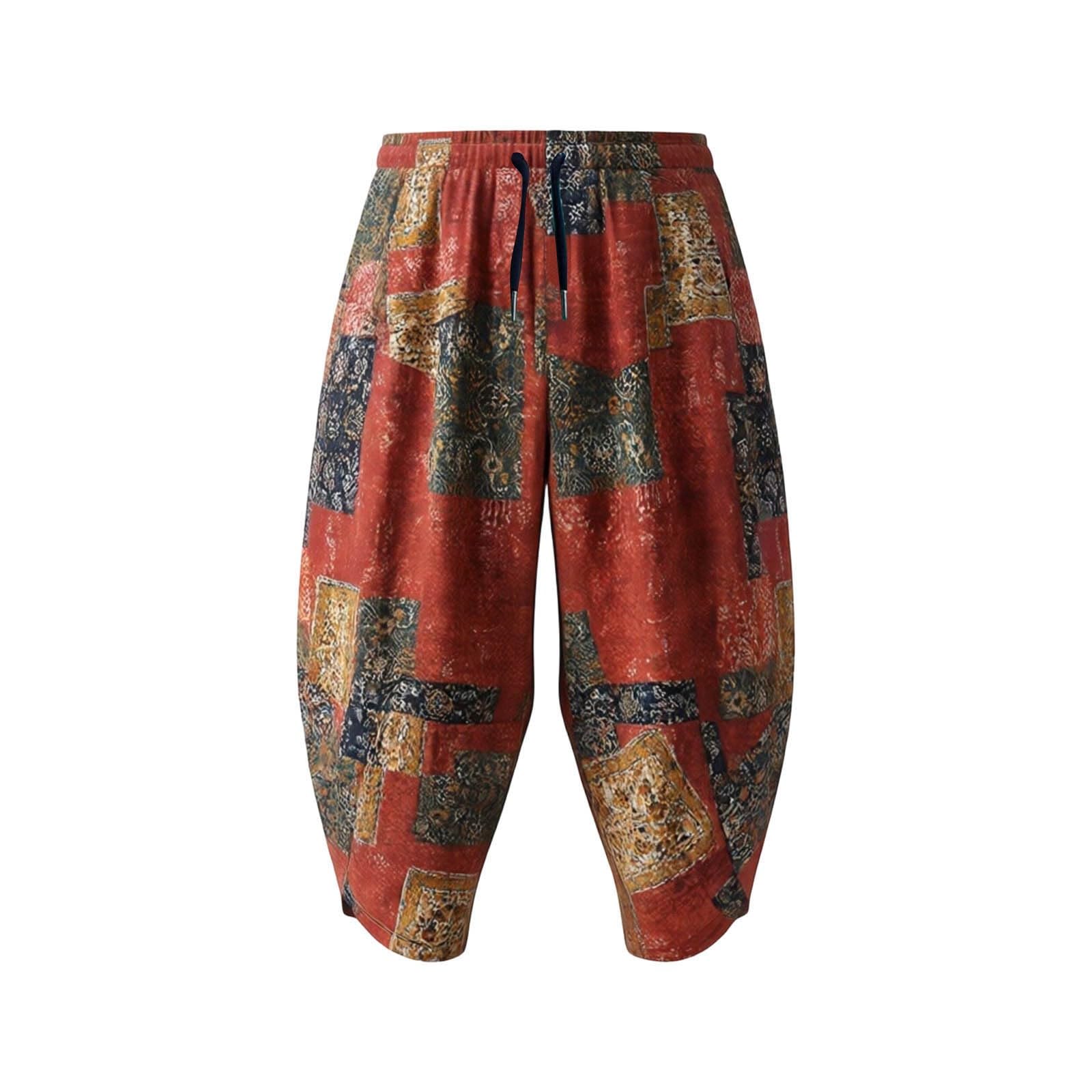 Pantalones de chándal para hombre, transpirables, pantalones harén, pierna ancha, cintura elástica, pantalones de verano, con cordón, puños ajustados, pantalones deportivos monocromáticos