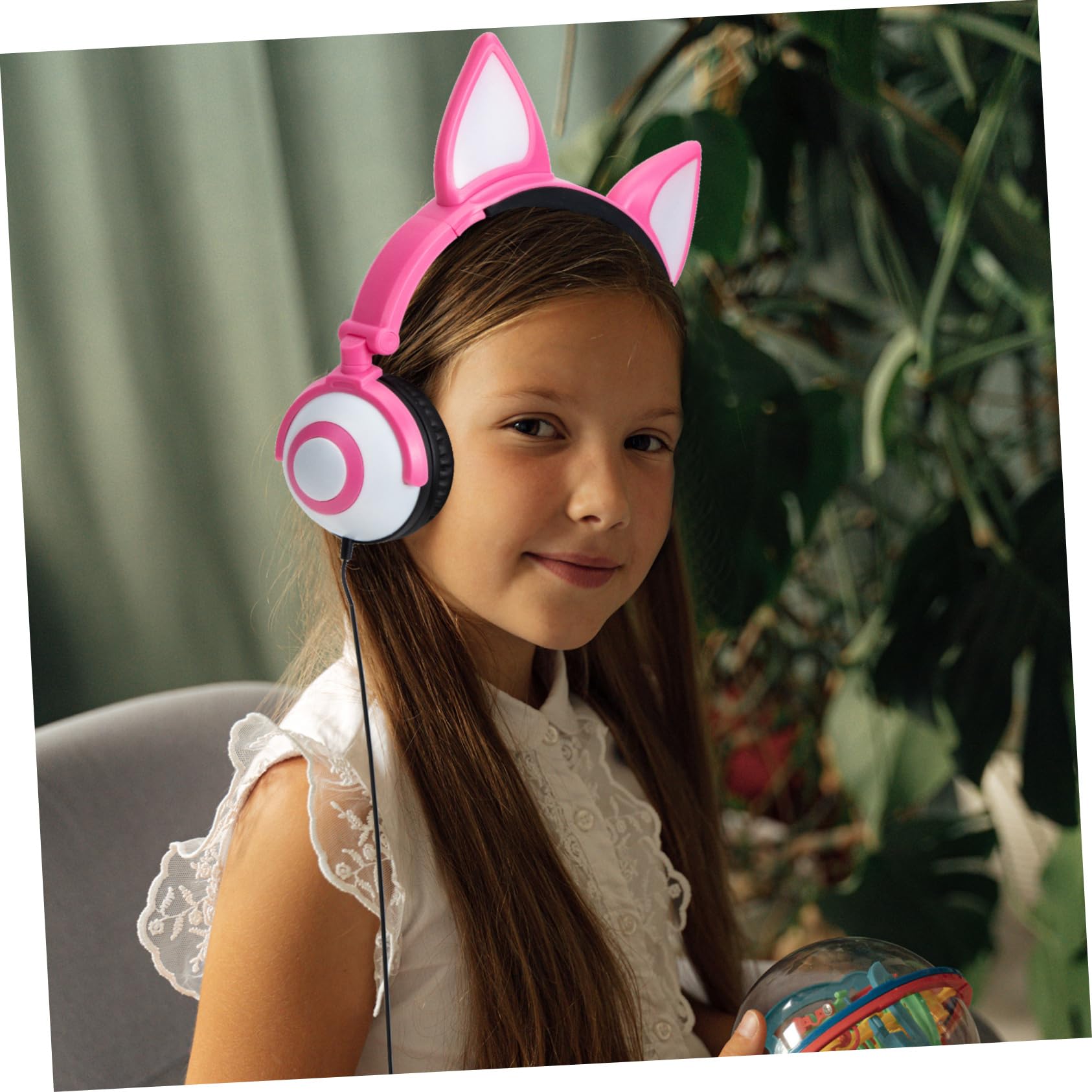 BESTonZON Cuffie Bambini Orecchie Gatto Rosa Pvc Jack 3, 5mm 40 Mm | 180 Mah, Archetto Regolabile, Controllo Luce a Pulsante, Design Adorabile per Ragazzi e Ragazze