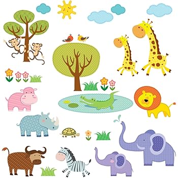 Decowall Dw 1508 Geflickter Dschungeltiere Dschungel Tiere Wandtattoo Wandsticker Wandaufkleber Wanddeko Fur Wohnzimmer Schlafzimmer Kinderzimmer Amazon De Baumarkt