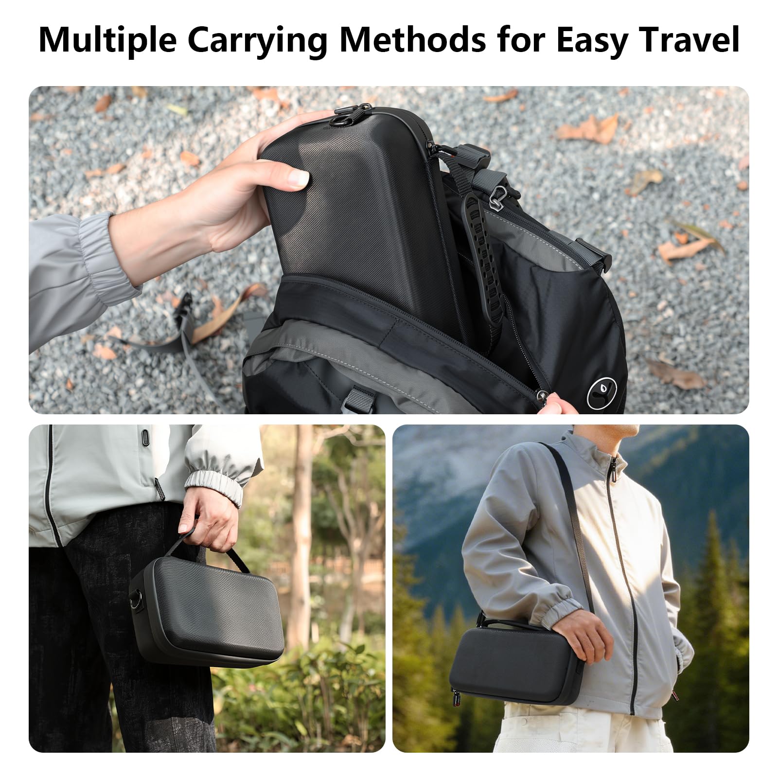AMAZEAR Custodia da trasporto per accessori Insta360 X5 / X4 Air, Borsa impermeabile, Borsa a tracolla portatile per Insta360 X5 / X4 Air, Compatibile con asta selfie, Totalmente nero, Media