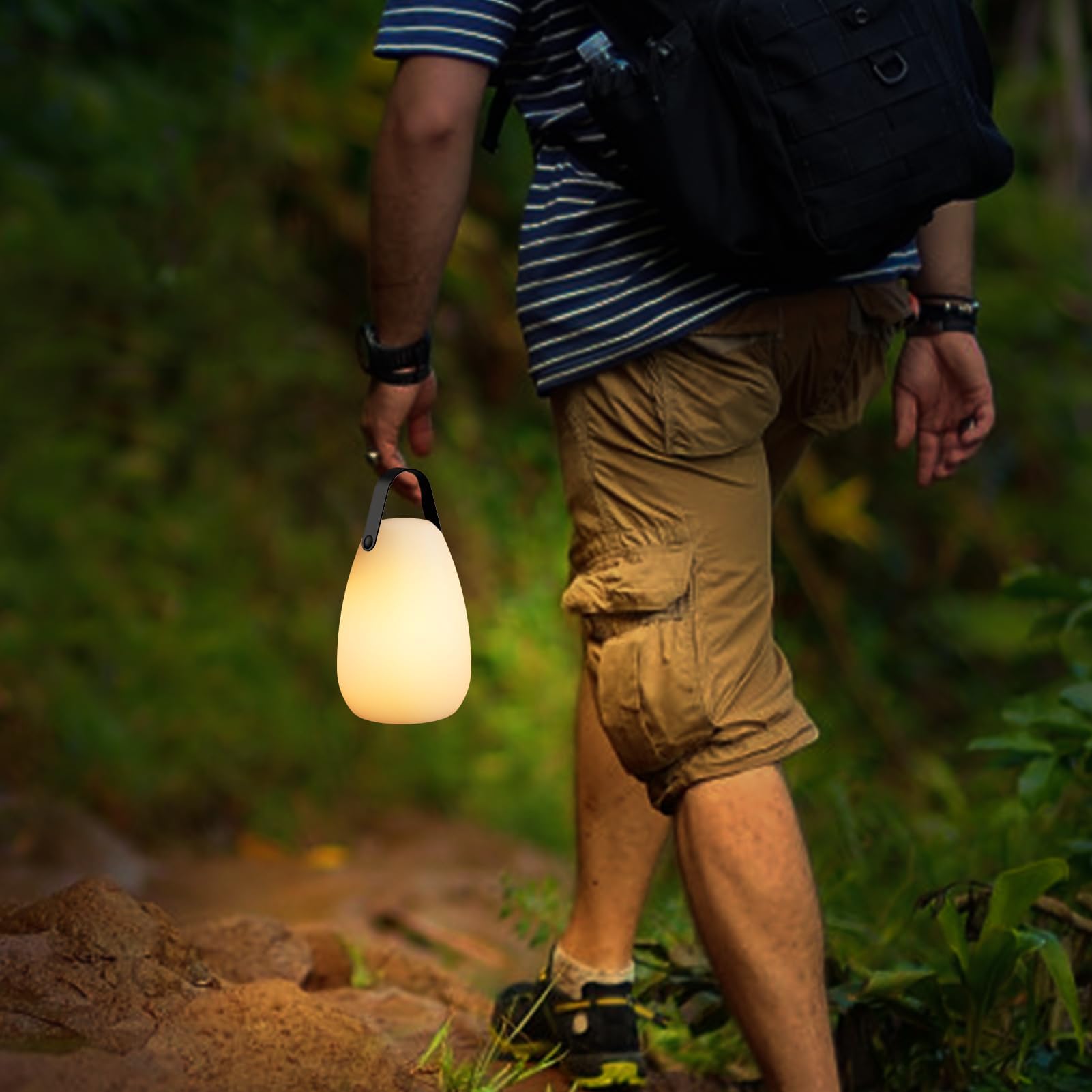 FUYO 2er Set Outdoor Lampe LED Akku Tischleuchte Tragbare Kabellos Dimmbare Tischlampe mit 8 Farben Farbwechsel Gartenlampe perfekt für schlafzimmer wohnzimmer außen BBQ garten ostern(Glatt)