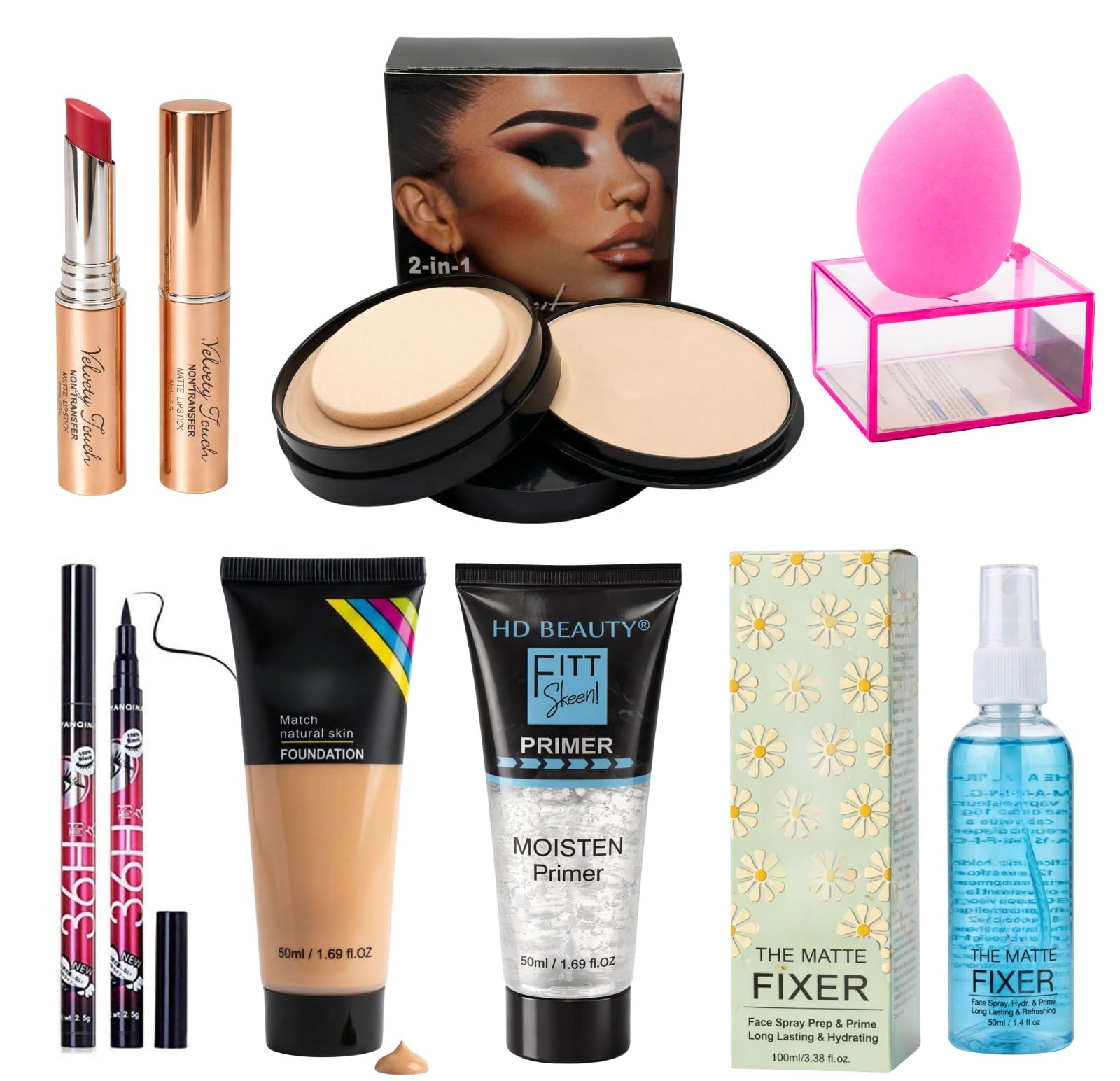7-in-1 Full Face Makeup Combo Kit – Includes Hydrating Makeup