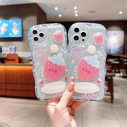 Miniatura 3 de YKCZL Compatible con iPhone 11, funda protectora de TPU suave con bonito patrón de fresa rosa, funda protectora de bolsa de aire para iPhone 11 para