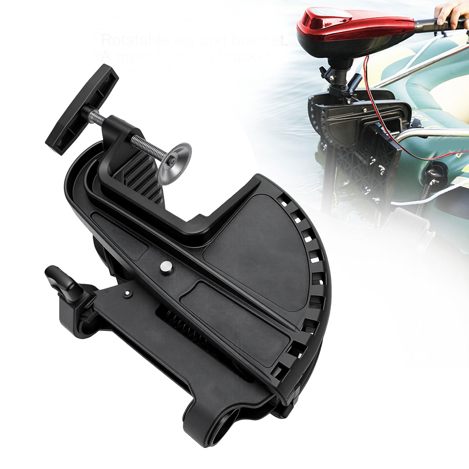 SIXRUN Gruppo Cerniera Staffa Fuoribordo Cerniera Staffa Motore Fuoribordo Regolabile in Metallo Plastica Rotazione di 90 Gradi Adatto a Motori Elettrici da 28 Libbre 36 Libbre 46 50