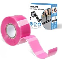 Grip Tape Silicone Rubber Grip Tape Fusion Water-Resistan Tape for Handle Pull Up Bar, Barbells, Dumbbells, Lacrosse, Sport Equipments and Tools Pink