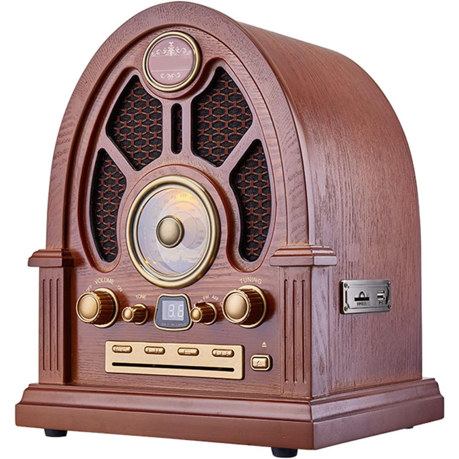 Reproductor De CD Portátil Con Radio, Altavoz Bluetooth Retro De Madera Con Cubierta De Rejilla, Rango De Frecuencia 88-108 MHz, Alcance De Conexión De 10 M, Ideal Para Personas Mayores Y Niños