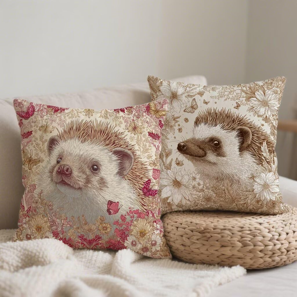 Federa Cuscino 80x80 Autunno Cuscini Divano Riccio Cuscini da Esterno Impermeabili Linoi Quadrato Set di 2 Decorativi Cushion Covers per Giardino Soggiorno Sofá Balcone Patio, Regalo per Donne 1B-357