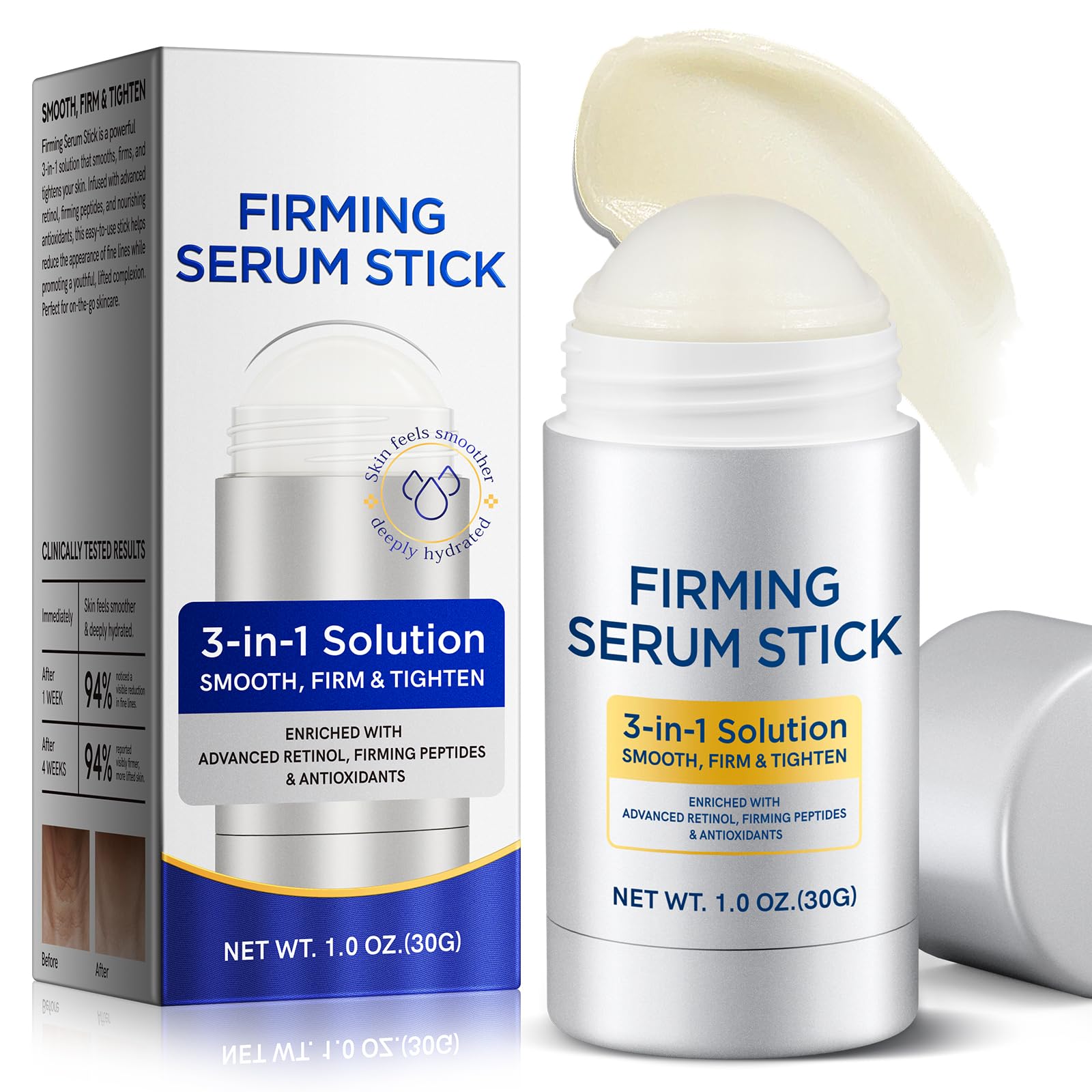 Retinol Firming Serum Stick, 3-in-1 Retinol Face Stick, Enriched with Antioxidants, Smooth, Firm and Tighten Skin(1.0 oz)