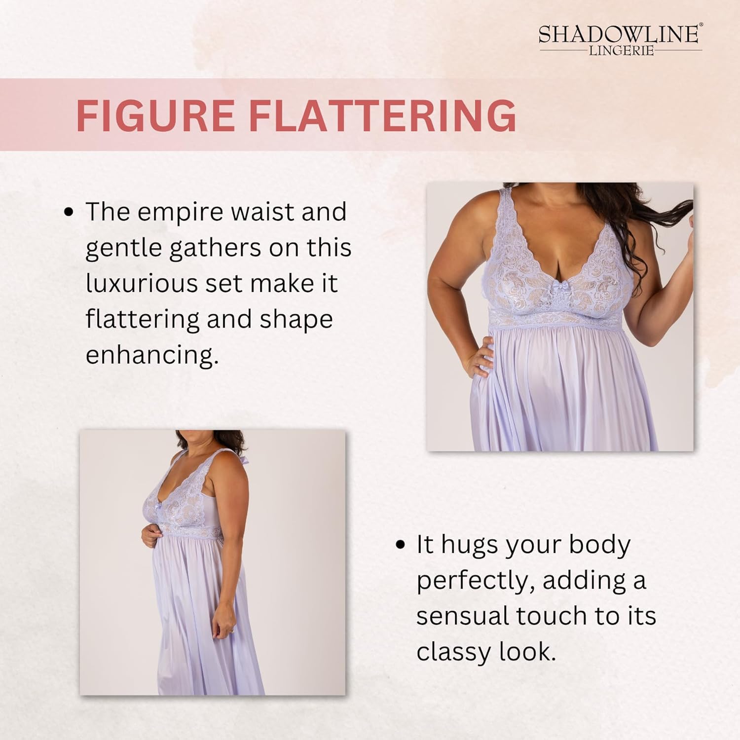 SHADOWLINE Women's Long Flowy Figure Flattering Cap Sleeve Nightgown– Silky Floral Soft Lace Lingerie Elegant Sleepwear - Image 6