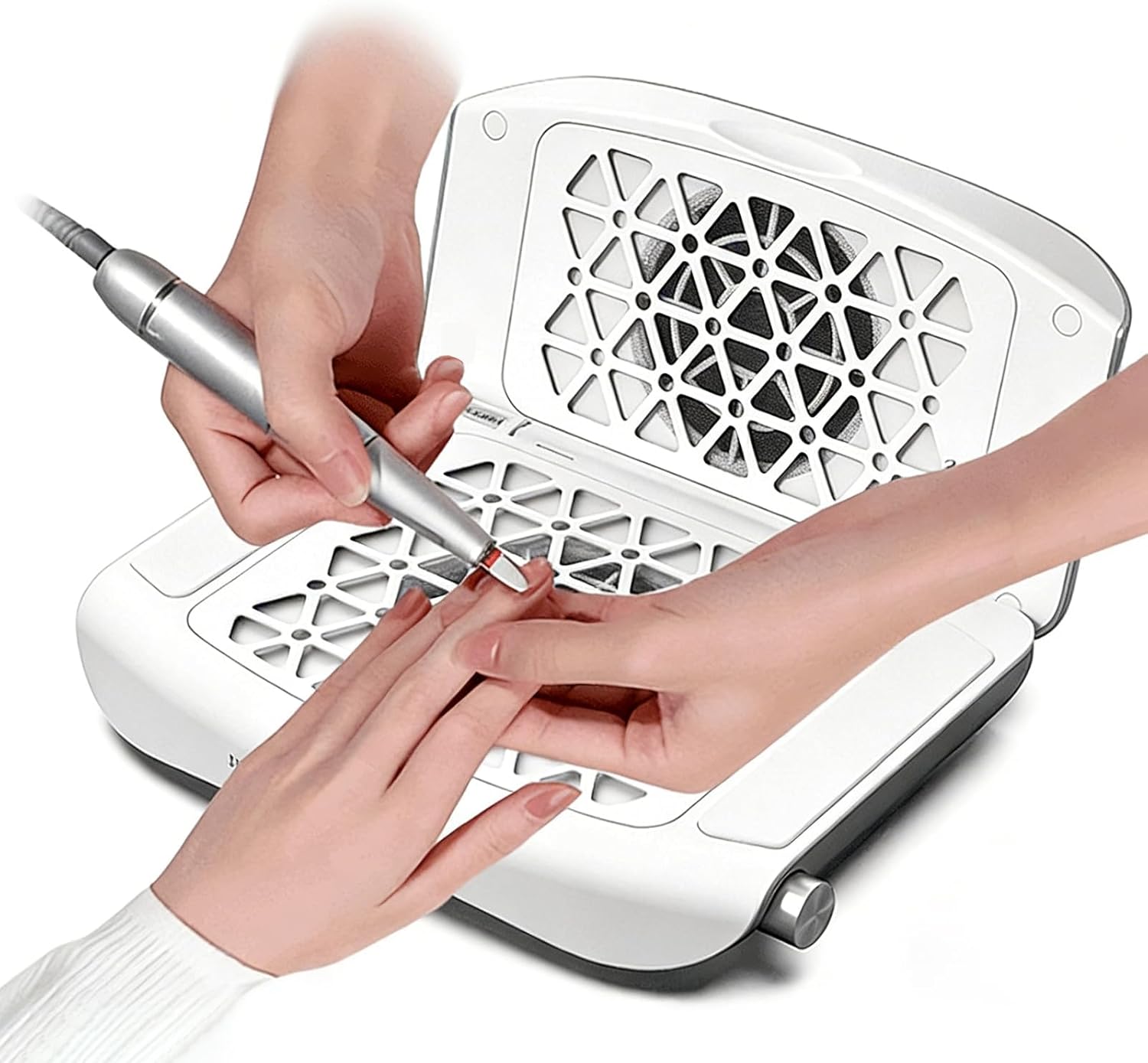 Portable Nail Vacuum Cleaner with Adjustable 4000RPM Speed, Foldable Dust Collector Fan for Nail Art Beginners, Students & Home Use, Strong Power Dust Collector for Polishing (Silver)