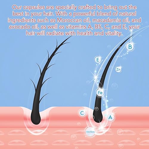 Miniatura 3 de Cápsula de suero de vitamina para el cabello, suero de tratamiento capilar, enriquecido con aceites de aguacate de macadamia marroquí, sin enjuague