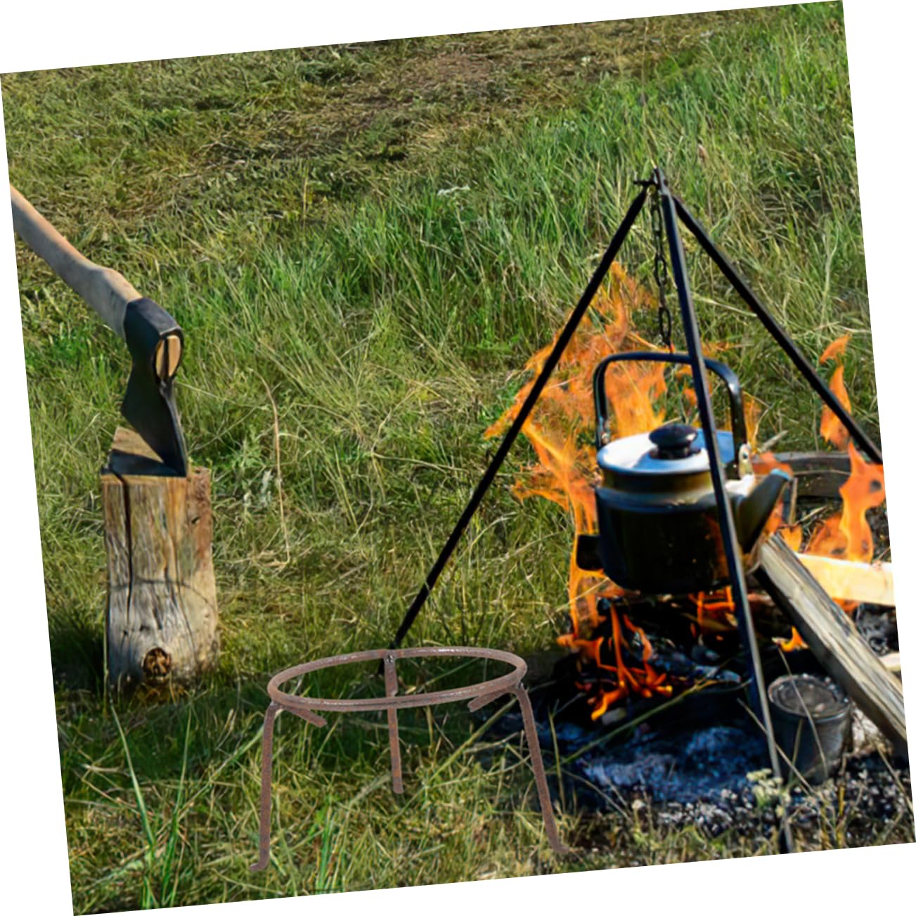 UPKOCH Soporte para Wok de Exterior de Hierro Multifunción Resistente | Uso en Camping y Viajes al Aire Libre, Reutilizable y Anticorrosión, Ideal para Personas que Disfrutan Cocinar