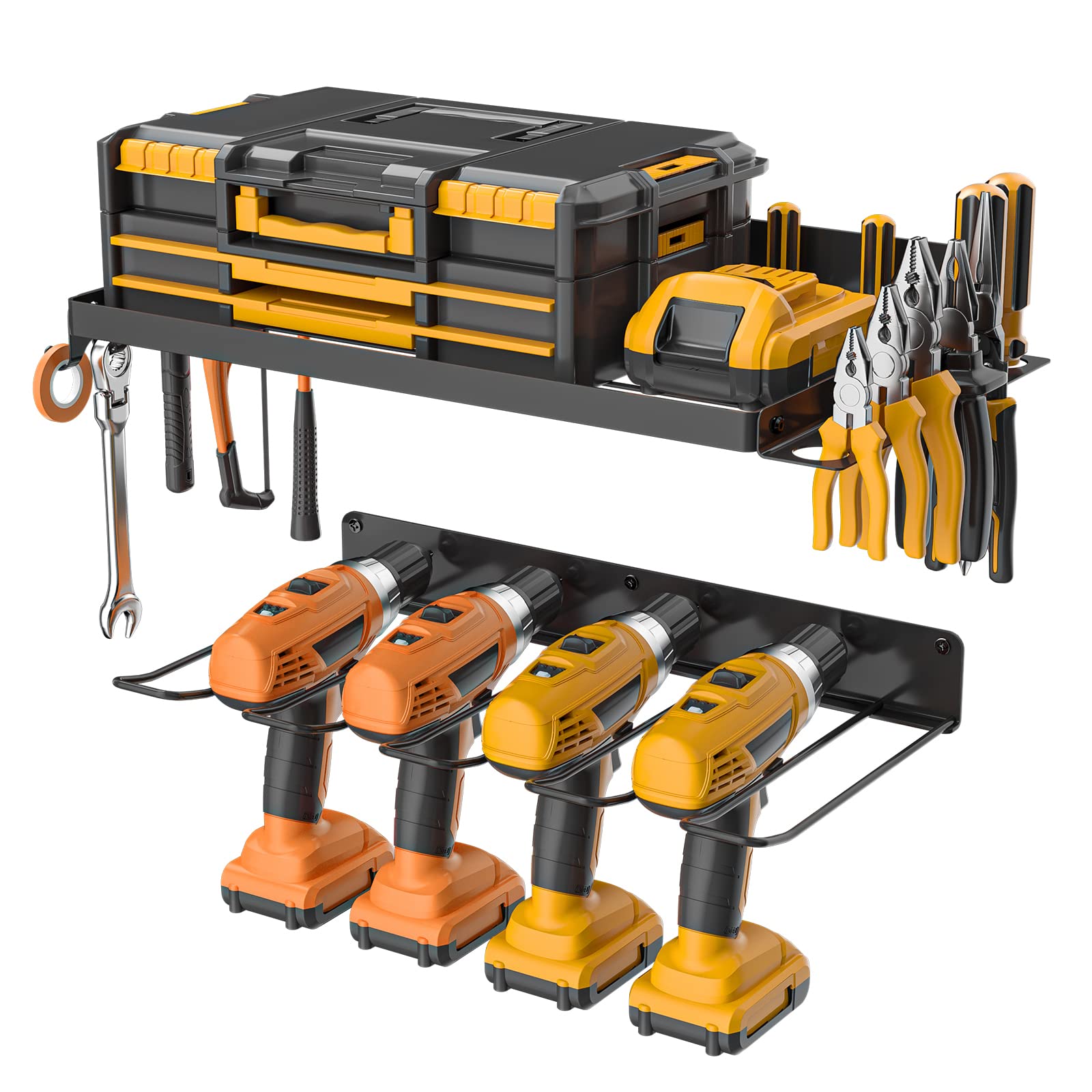 Power Tool Organizer Holder,Wall Mount Rack for Power Tool Drill,Drill Holder Wall Mount, Tool Organizers and Storage Rack for Garage Organization,Great as Tool Utility Shelves,Loading up to 100 Pound
