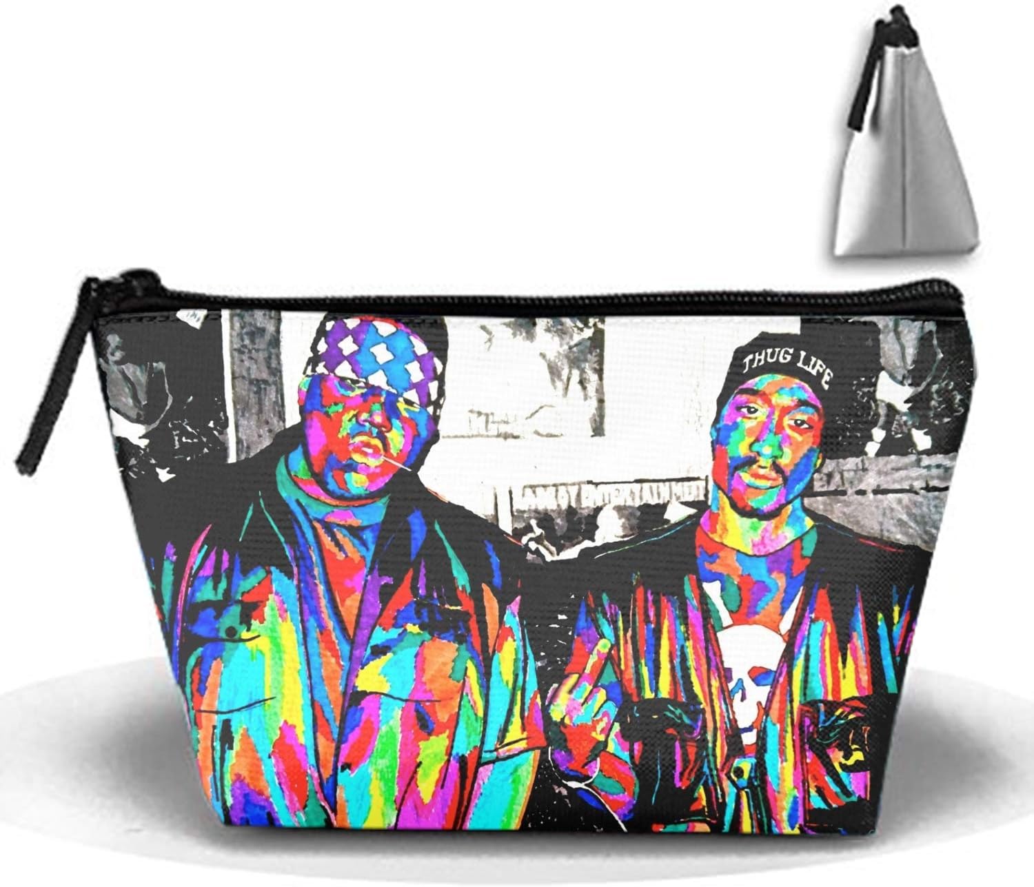 Tupac X Biggie Travel Toiletries Bag Phone Coin Purse Cosmetic Pouch Pencil Case Tote