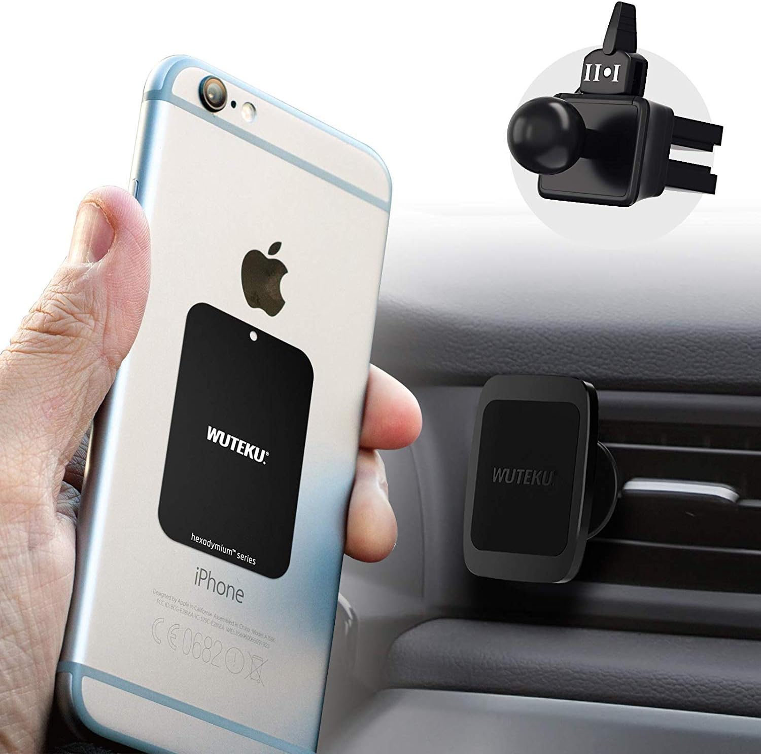 WUTEKU Magnetic Phone Vent Holder Kit For Car UPDATED with clip - Best Magnet Vent Mount - Compatible with iPhone XR, XS, X, 8, 7 and Galaxy S9, S8 by Pro Drivers
