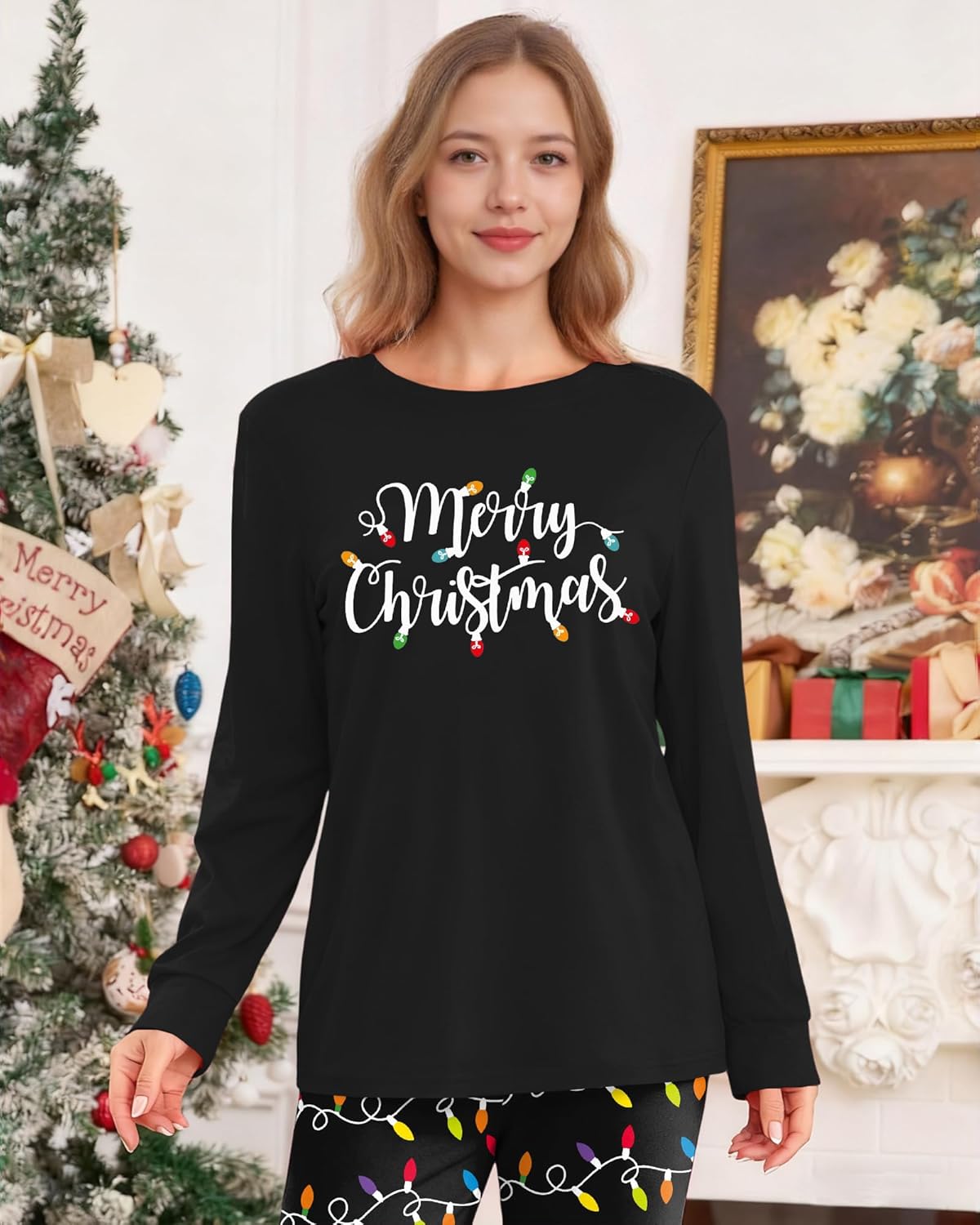 Valentines Pajamas for Women Valentines Day Long Sleeve Shirts and Pants Love Heart Graphic Pajamas Set Sleepwear - Image 4