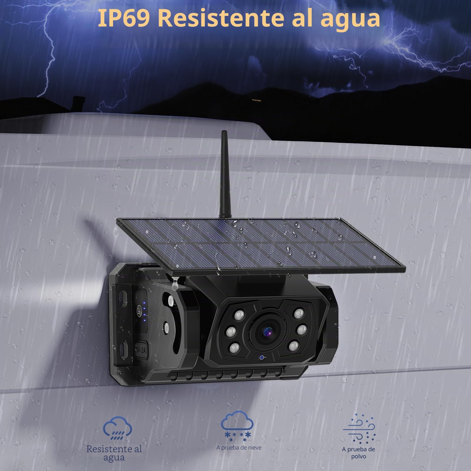 Camara Trasera Coche Inalambrica Solar, Magnética 10000mAh Recargable Batería Cámara Marcha Atras con 1080P 9'' Monitor, Impermeable, Visión Nocturna, para Coche, Camión, Caravana(VS-9A)