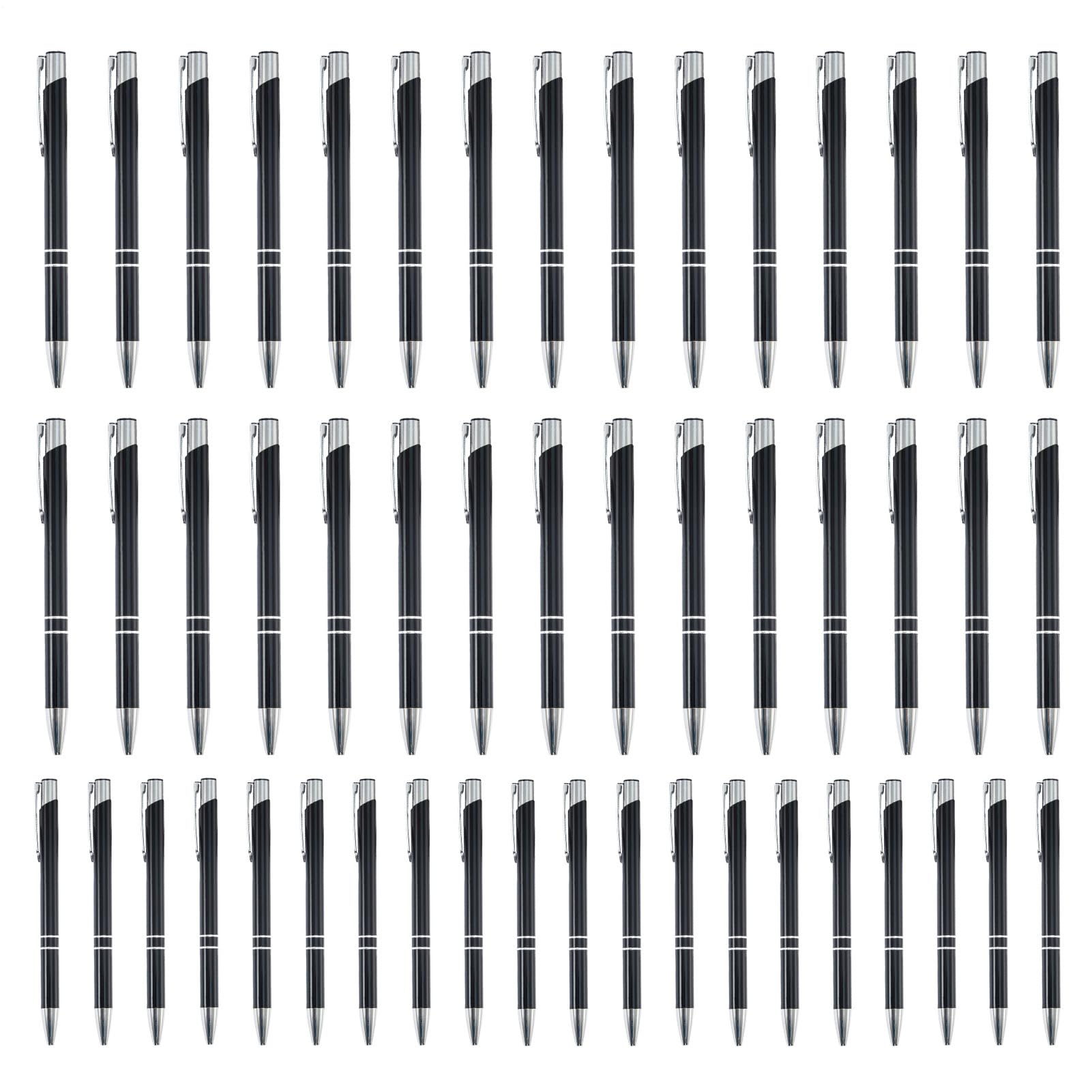 Executive Pen, 50 penne in metallo, cancelleria alla moda con clip argentata, strumento di scrittura multifunzionale, ideale per affari, scuola, viaggi, casa, insegnanti, 13,9 x 0,9 cm