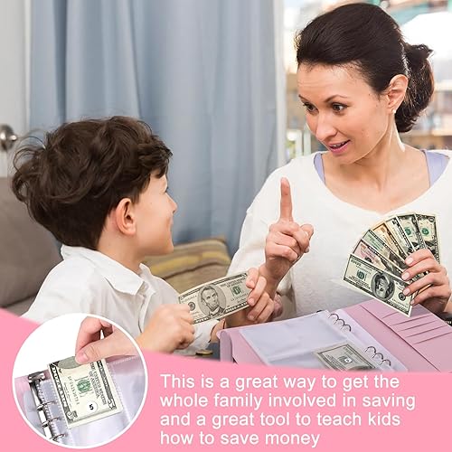 Miniatura 9 de Juego de caja de desafío de 100 sobres, almacenamiento de ahorro de dinero, carpeta presupuestaria de ahorro de efectivo, kit de caja de desafío de