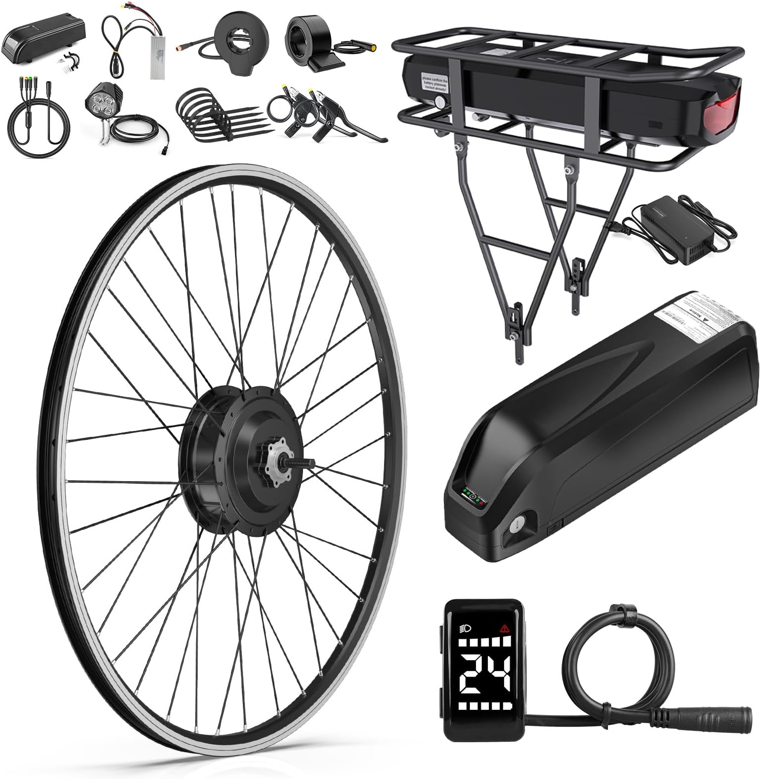 BAFANG 48V 500W Front Hub Motor - Ebike Conversion Kit for 20"/26"/700C(29er Compatible) Front Wheel Electric Bike Conversion kit with Battery& Display Options | Hub Motor Kit for Mountain/City Bikes