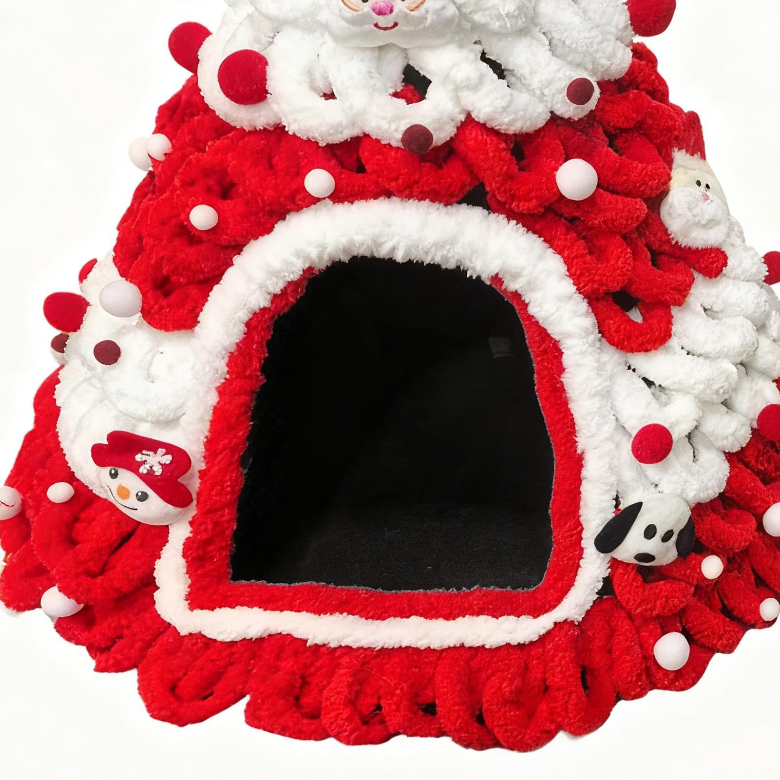 Cuccia Per Gatti Natalizia Design Albero Lavorato A Maglia Morbido | Letti per Gatti con Copertura a Tema Natalizio per e Piccoli Animali Domestici da Interno ed Esterno Casa Invernale per