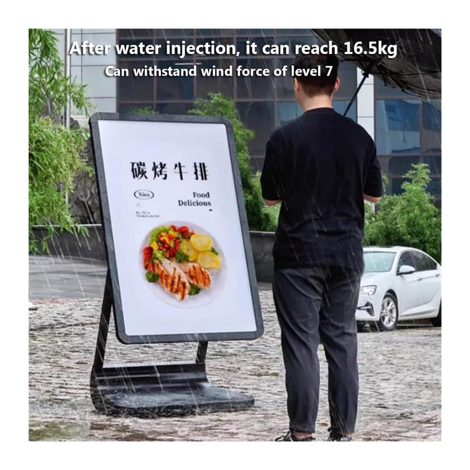 Soporte Para Carteles Resistente Al Viento, Soporte De Suelo Para Menús/Publicidad/Guías, Cartel Publicitario De Acera Con Ángulo Ajustable Para Iglesias, Escuelas Y Restaurantes, Negro, 50X100Cm