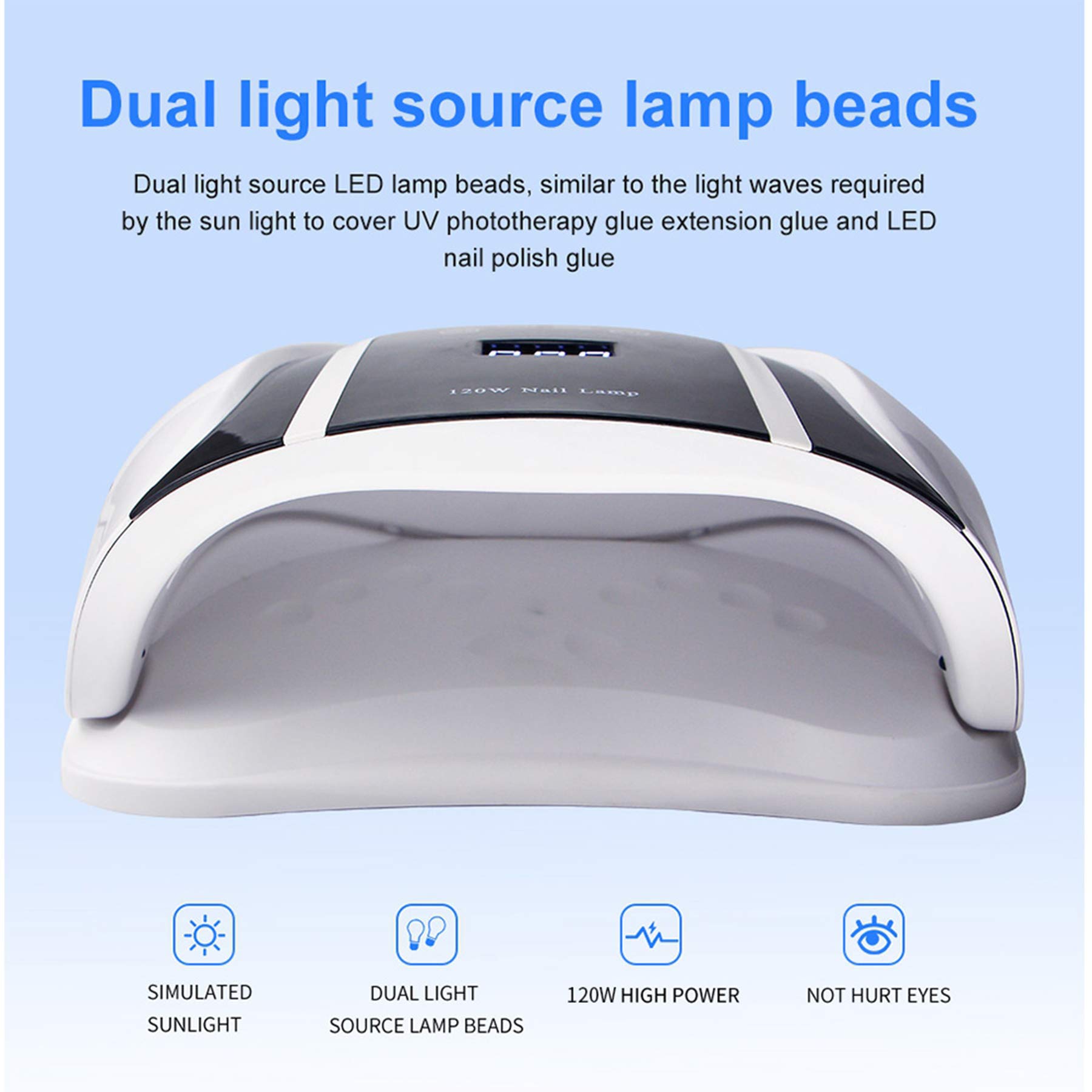 Secador de uñas de Gel UV LED - 120W 54 Piezas Cuenta de luz Dos Manos o Dos pies Lámpara de uñas de curado rápido Modo de Calor bajo y con 4 temporizadores para salón de curado de Esmalte de Gel y