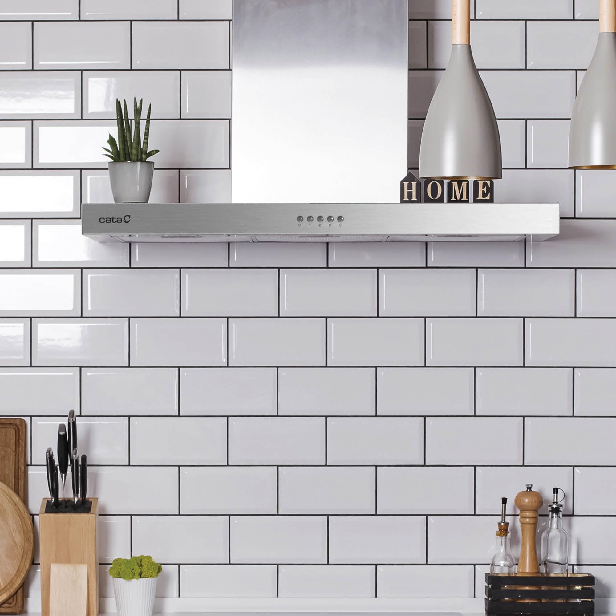 Cata Campana Decorativa Pared ST-9000 X/A con Panel de Control Mecánico 3 Niveles de Extracción Iluminación LED Consumo Máximo de Energía 65 W Ancho 89,5 cm Fácil Instalación Color Acero Inoxidable