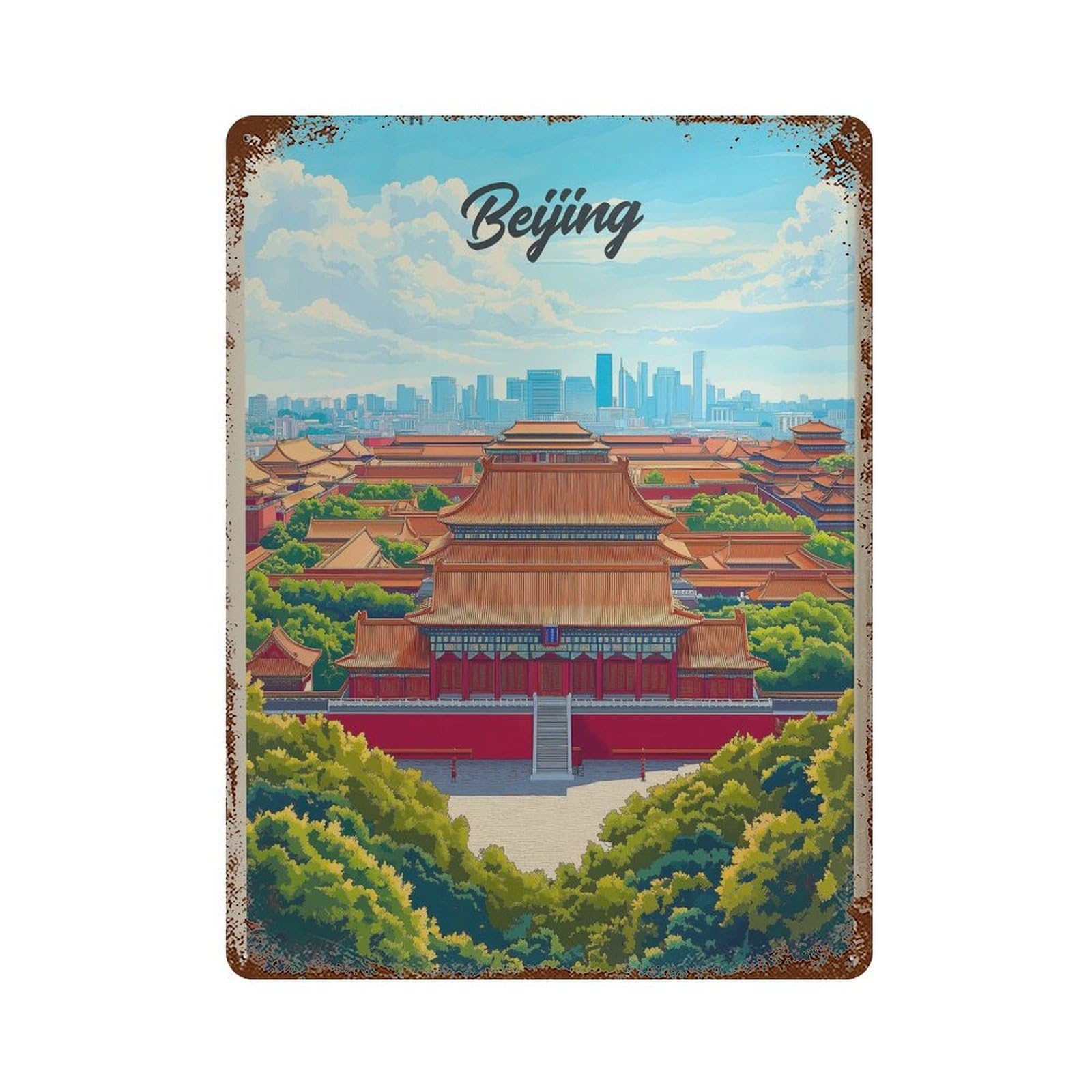 xiaoxiaoshen Beijing Travel Imperial Palace China Wall Decor Art Metal Tin Poster Modern Home Decor Art Home Bar Shop Decorations Vintage Sign 40x30cm