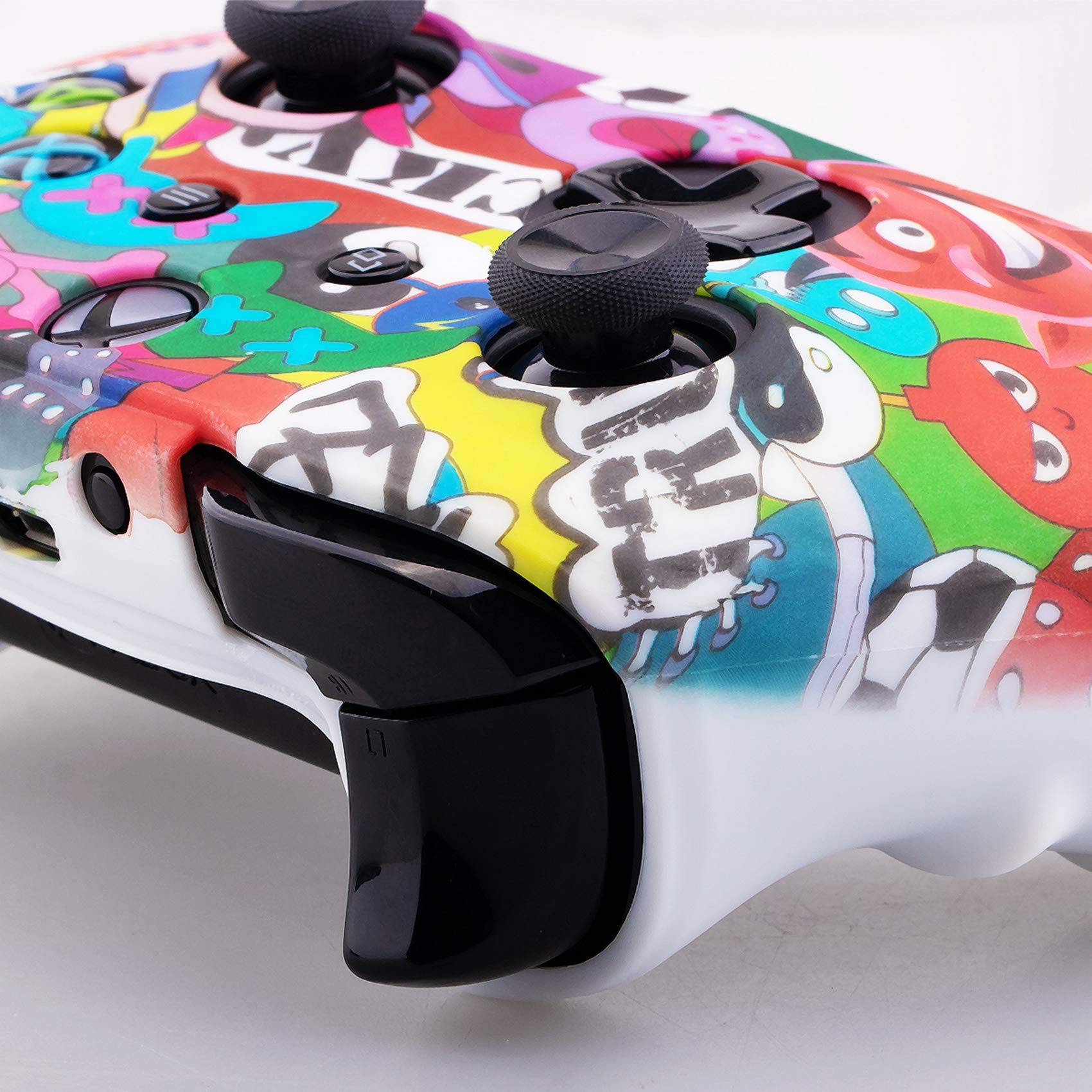 9CDeer 1 Piece of SiliconeTransfer Print Protective Cover Skin + 6 Thumb Grips for Xbox One/S/X Controller Grimasse — view 3