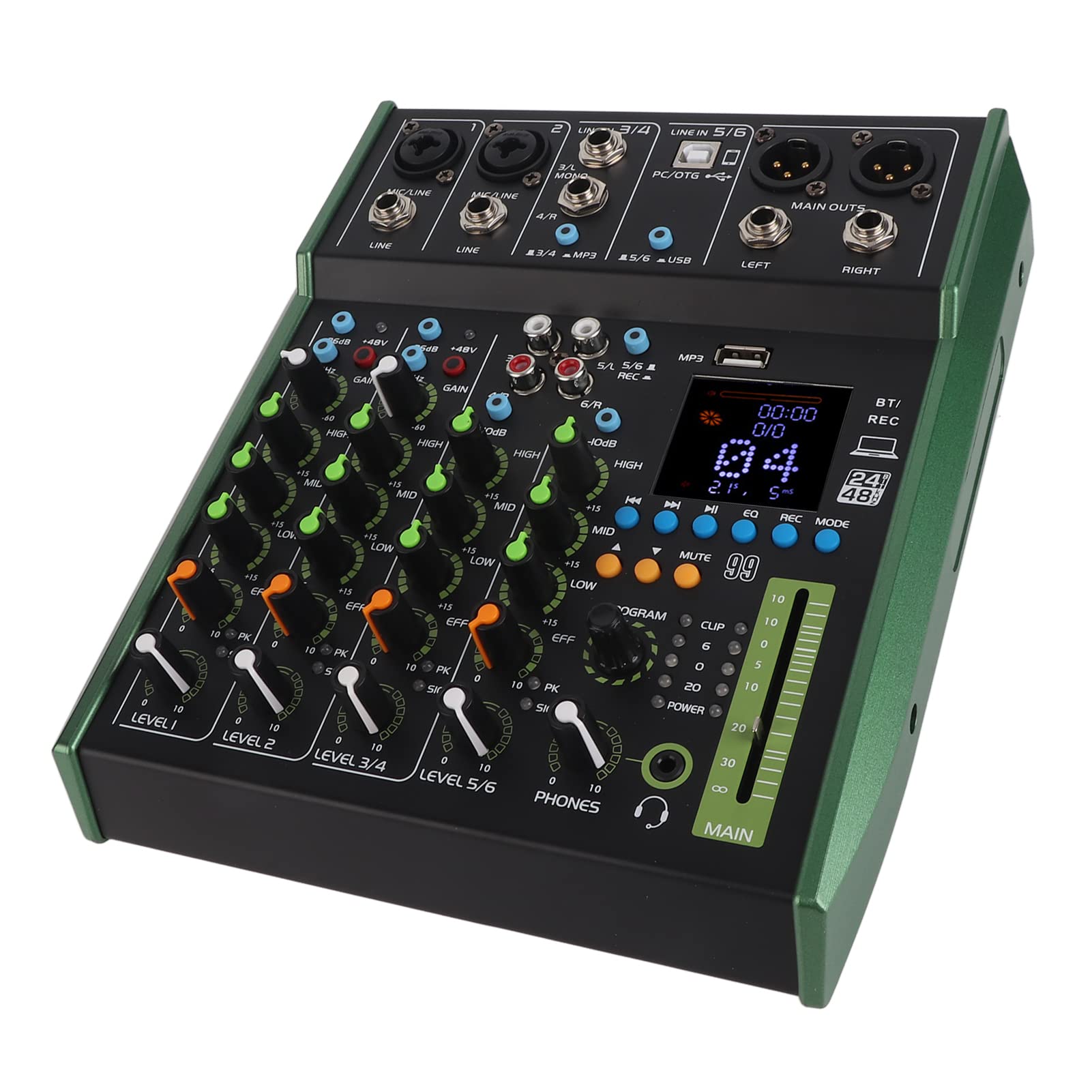 Airshi Mixer per Scheda Stereo 100-240 V Mixer Digitale a 6 con Modulo per Palco
