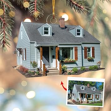 Amazon.com: Our House, Personalized Custom Photo Mica Ornament, House ...