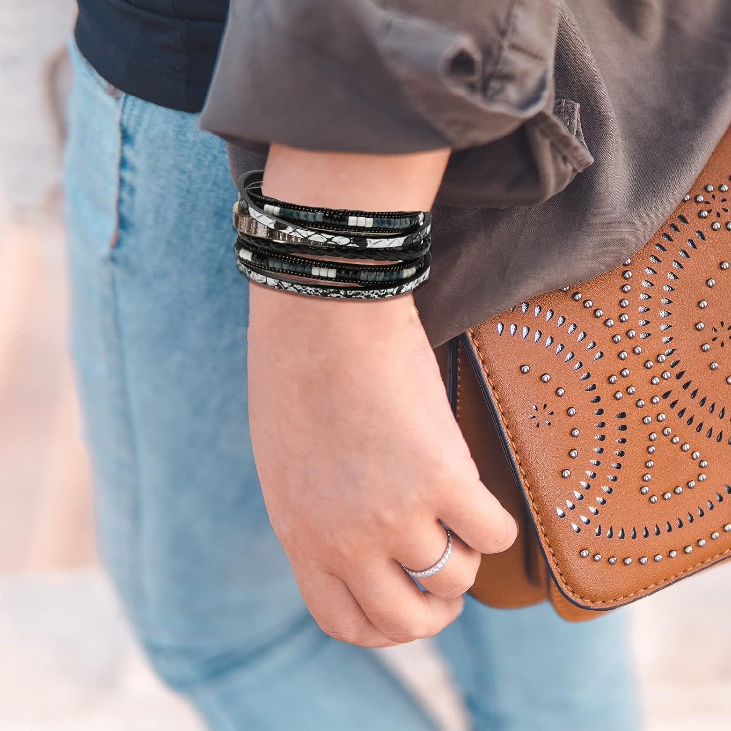 Harry and Henry Boho Bracelets for Women Leather Bracelets for Women Wrap Bracelet Stackable Bracelets Boho Jewelry