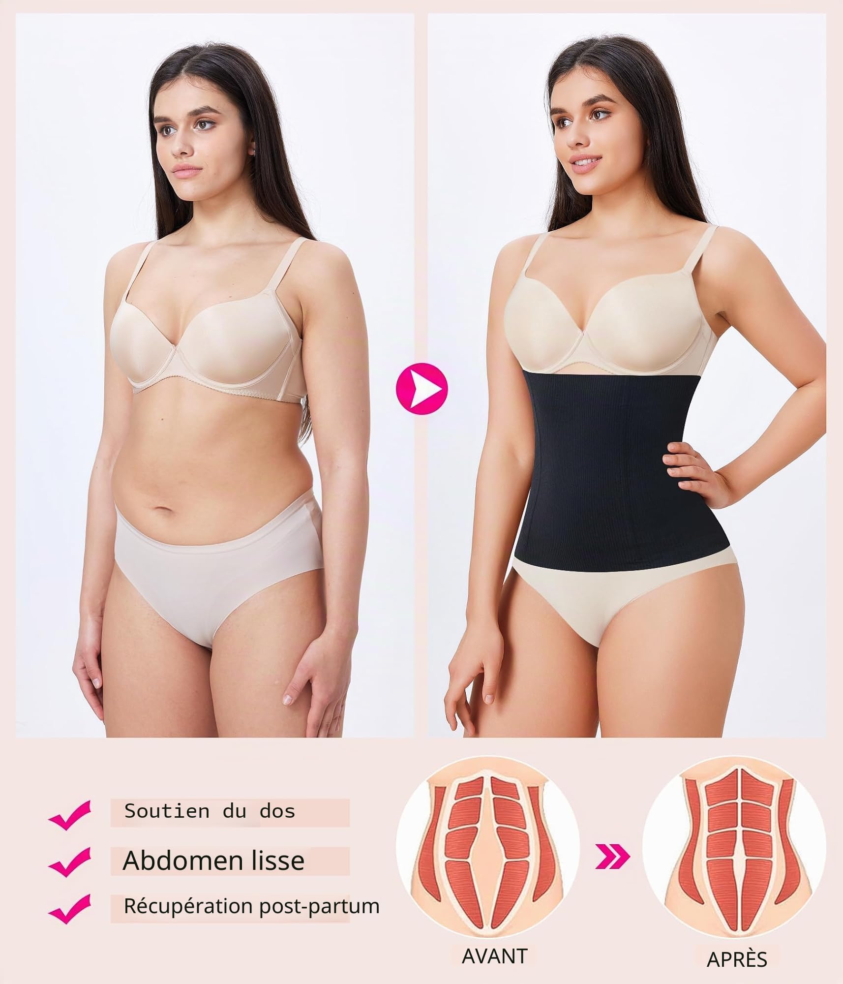 Gotoly Gaine Amincissante Ventre Plat Femme Invisible Corset Minceur Waist Trainer Serre Taille Body Sculptant Minceur Ceinture Gainante Post Partum